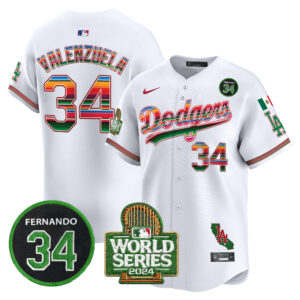 Men's Dodgers Mexico Fernando Memorial & 2024 World Series Patch Vapor Premier Limited Jersey - All Stitched