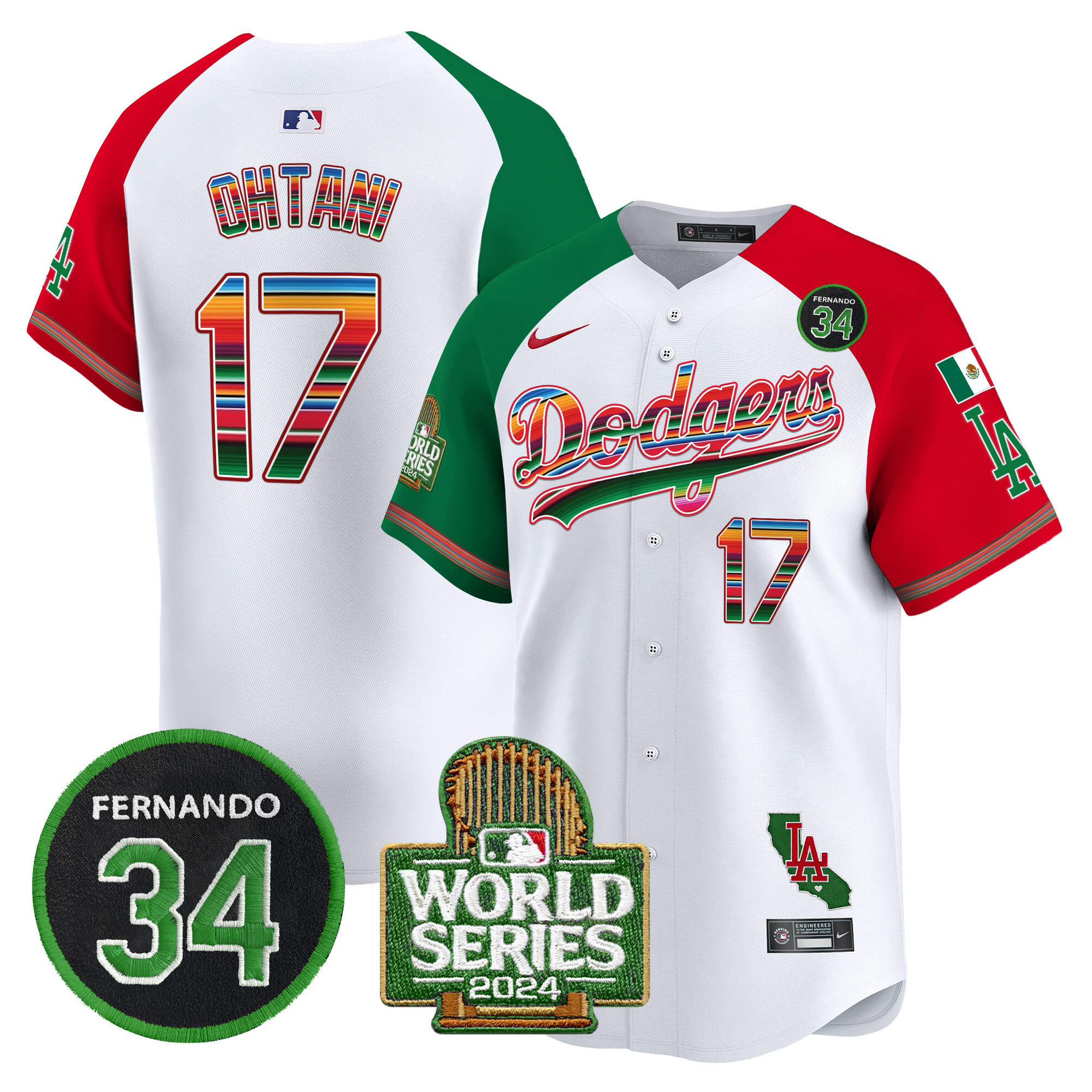 Men's Dodgers Mexico Fernando Memorial & 2024 World Series Patch Vapor Premier Limited Jersey - All Stitched - Image 29