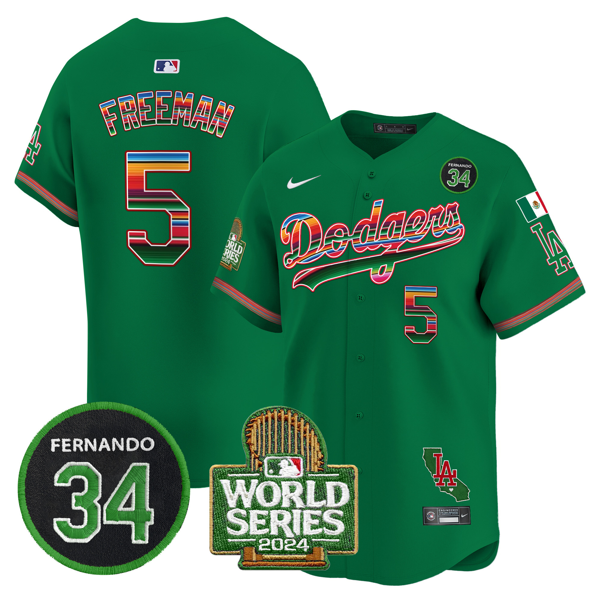 Men's Dodgers Mexico Fernando Memorial & 2024 World Series Patch Vapor Premier Limited Jersey - All Stitched - Image 41