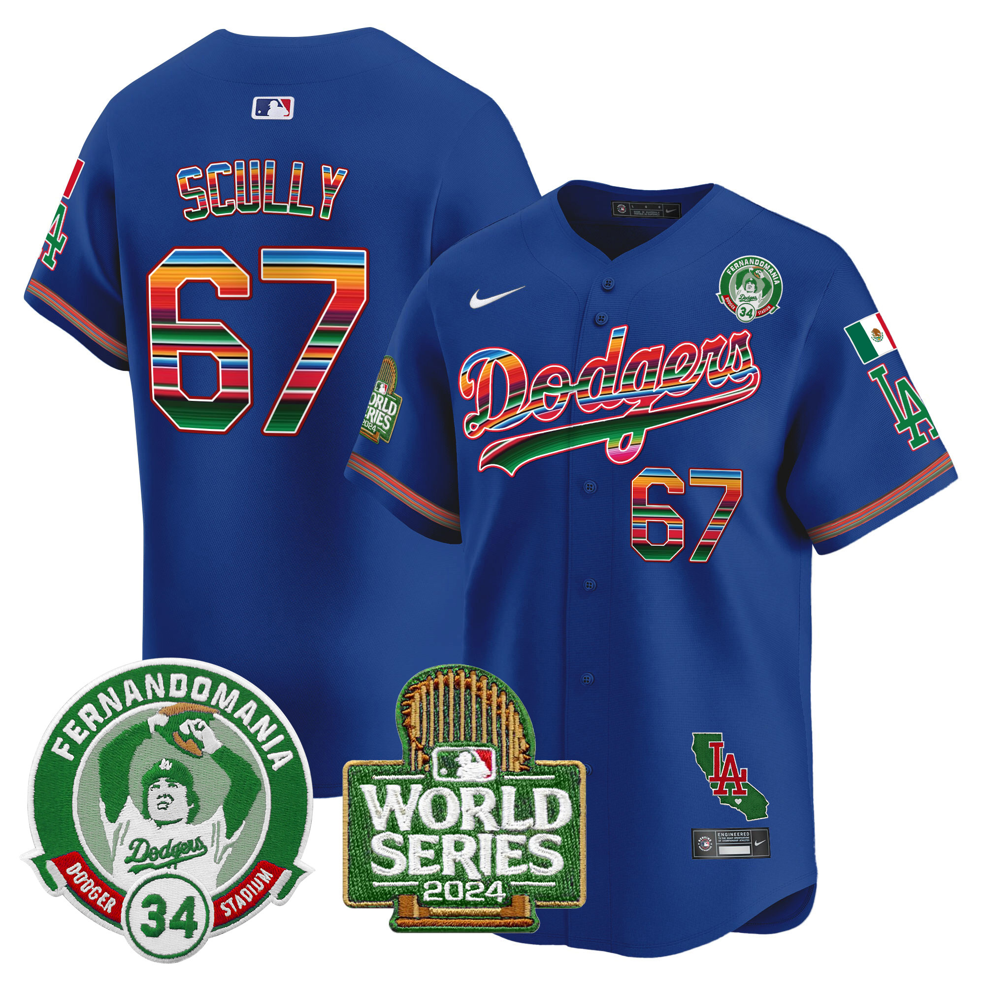 Men's Dodgers Mexico Fernando Valenzuela & 2024 World Series Patch Vapor Premier Limited Jersey - All Stitched - Image 15