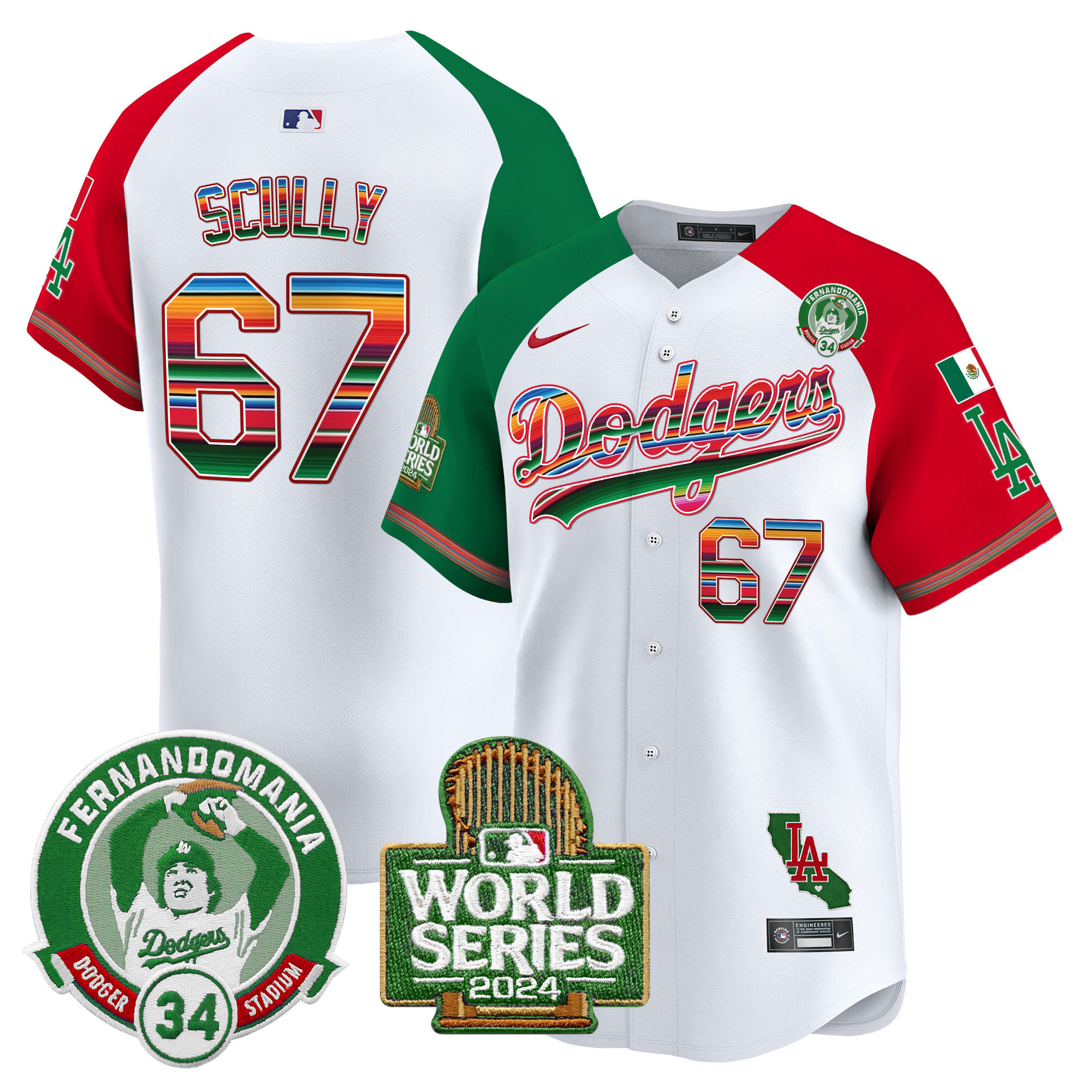 Men's Dodgers Mexico Fernando Valenzuela & 2024 World Series Patch Vapor Premier Limited Jersey - All Stitched - Image 33