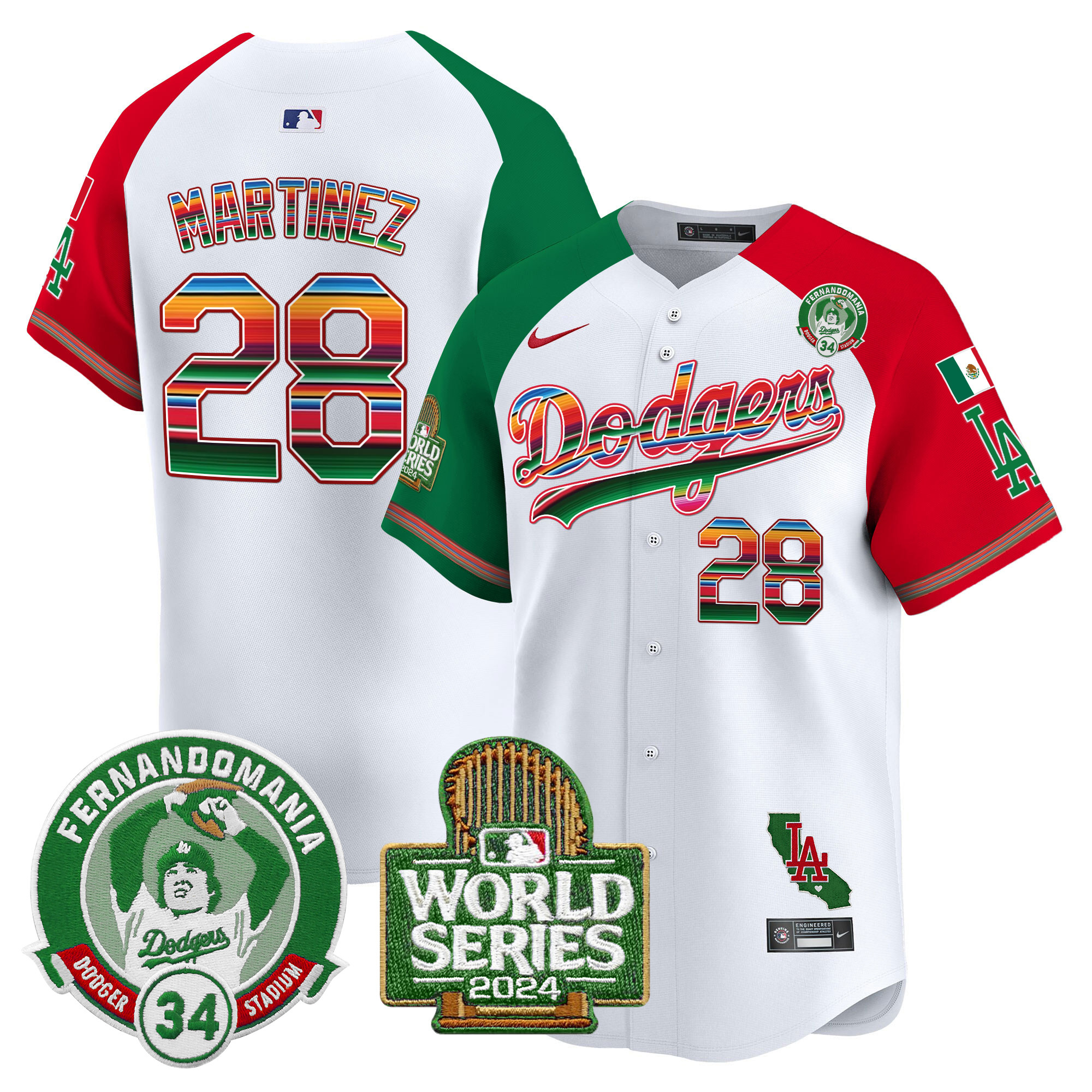 Men's Dodgers Mexico Fernando Valenzuela & 2024 World Series Patch Vapor Premier Limited Jersey - All Stitched - Image 34