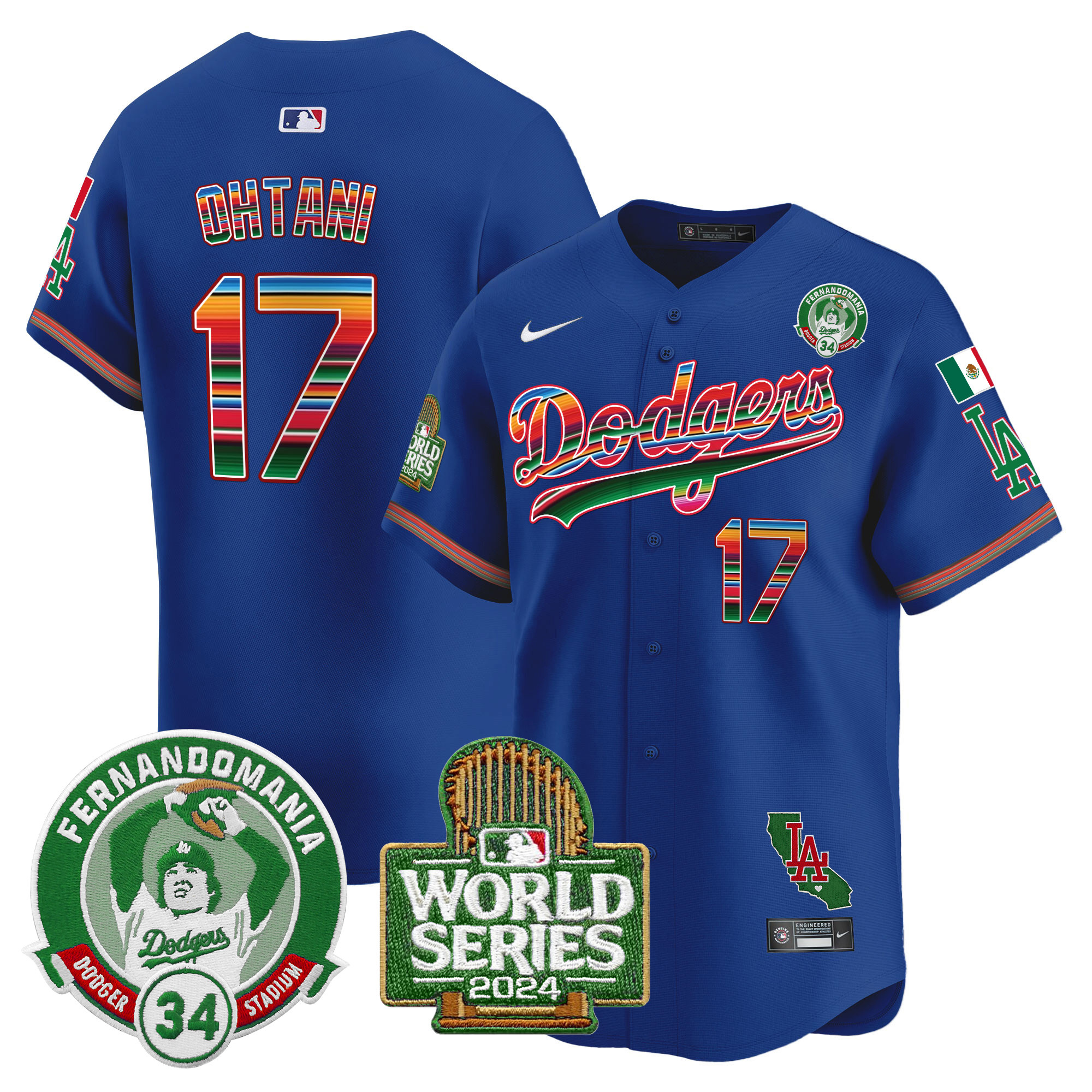 Men's Dodgers Mexico Fernando Valenzuela & 2024 World Series Patch Vapor Premier Limited Jersey - All Stitched - Image 11