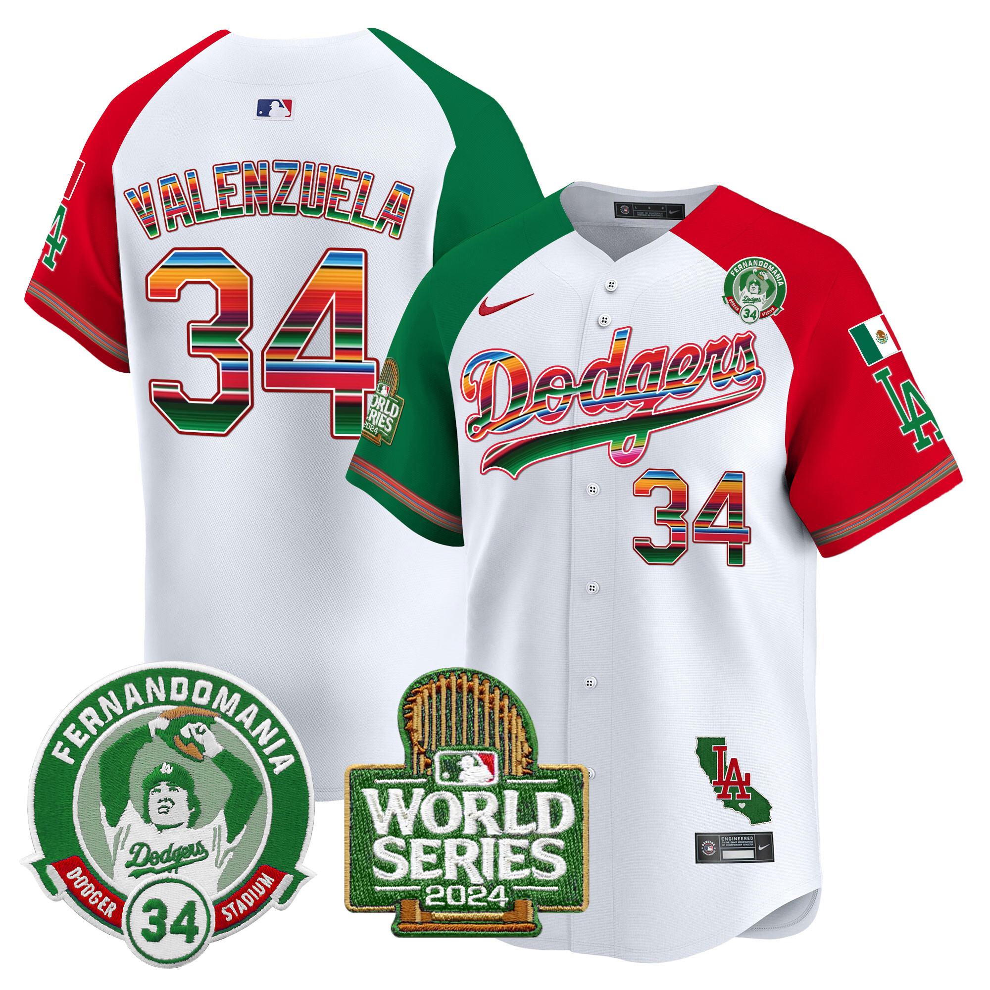Men's Dodgers Mexico Fernando Valenzuela & 2024 World Series Patch Vapor Premier Limited Jersey - All Stitched - Image 28