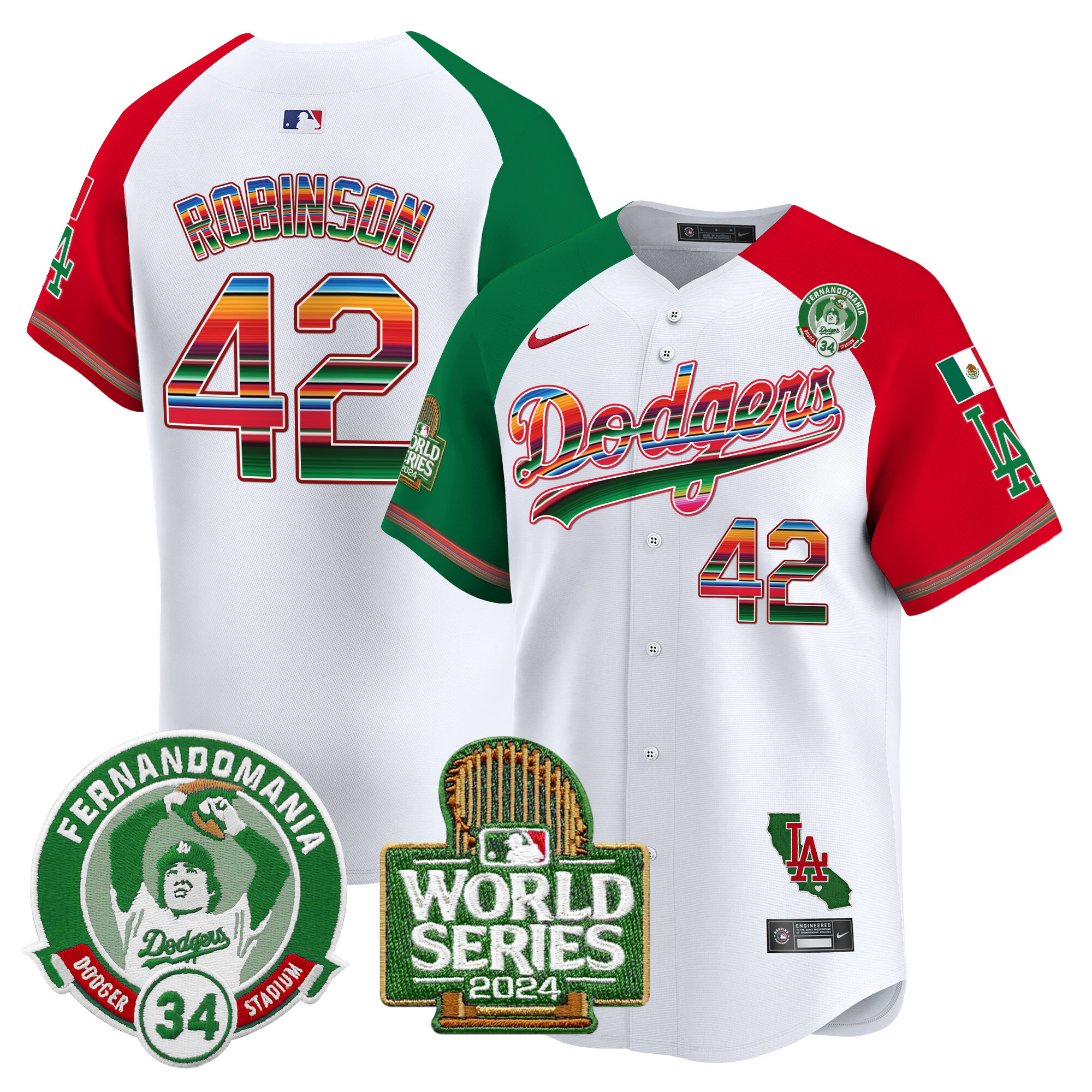Men's Dodgers Mexico Fernando Valenzuela & 2024 World Series Patch Vapor Premier Limited Jersey - All Stitched - Image 30