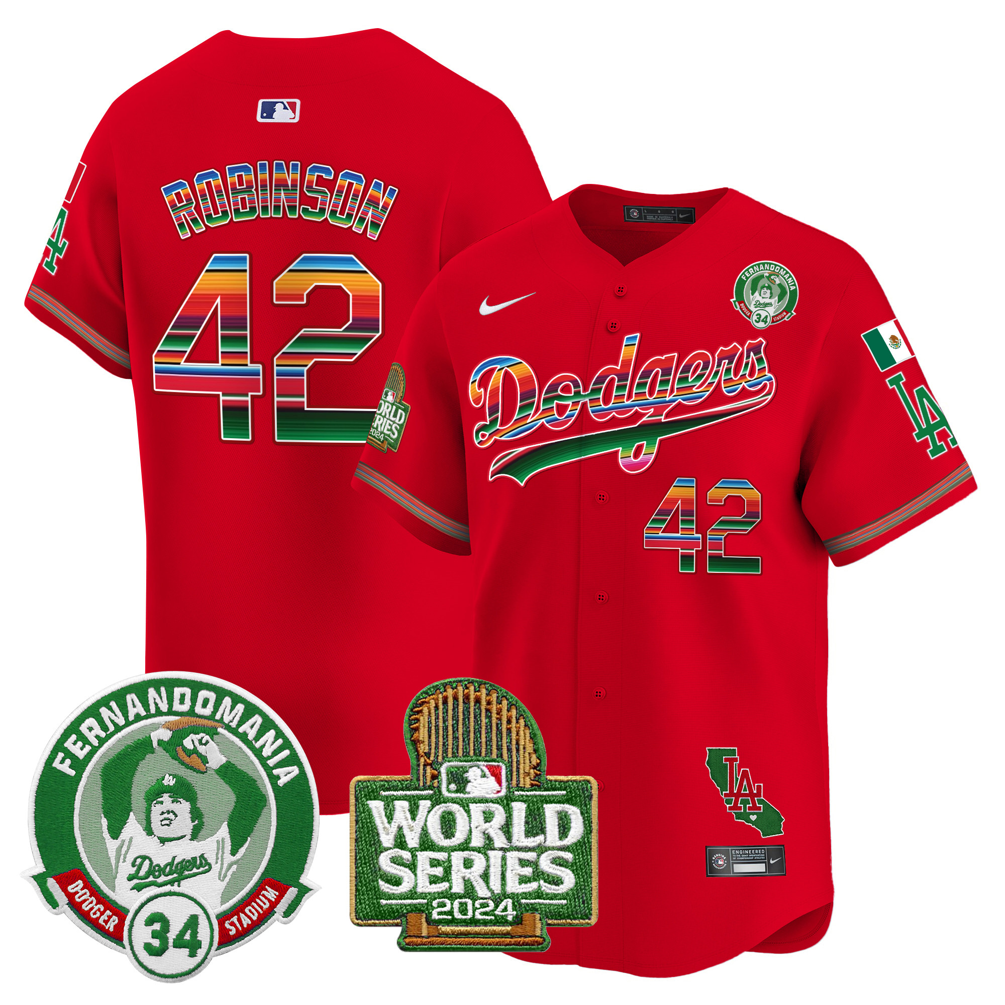 Men's Dodgers Mexico Fernando Valenzuela & 2024 World Series Patch Vapor Premier Limited Jersey - All Stitched - Image 48