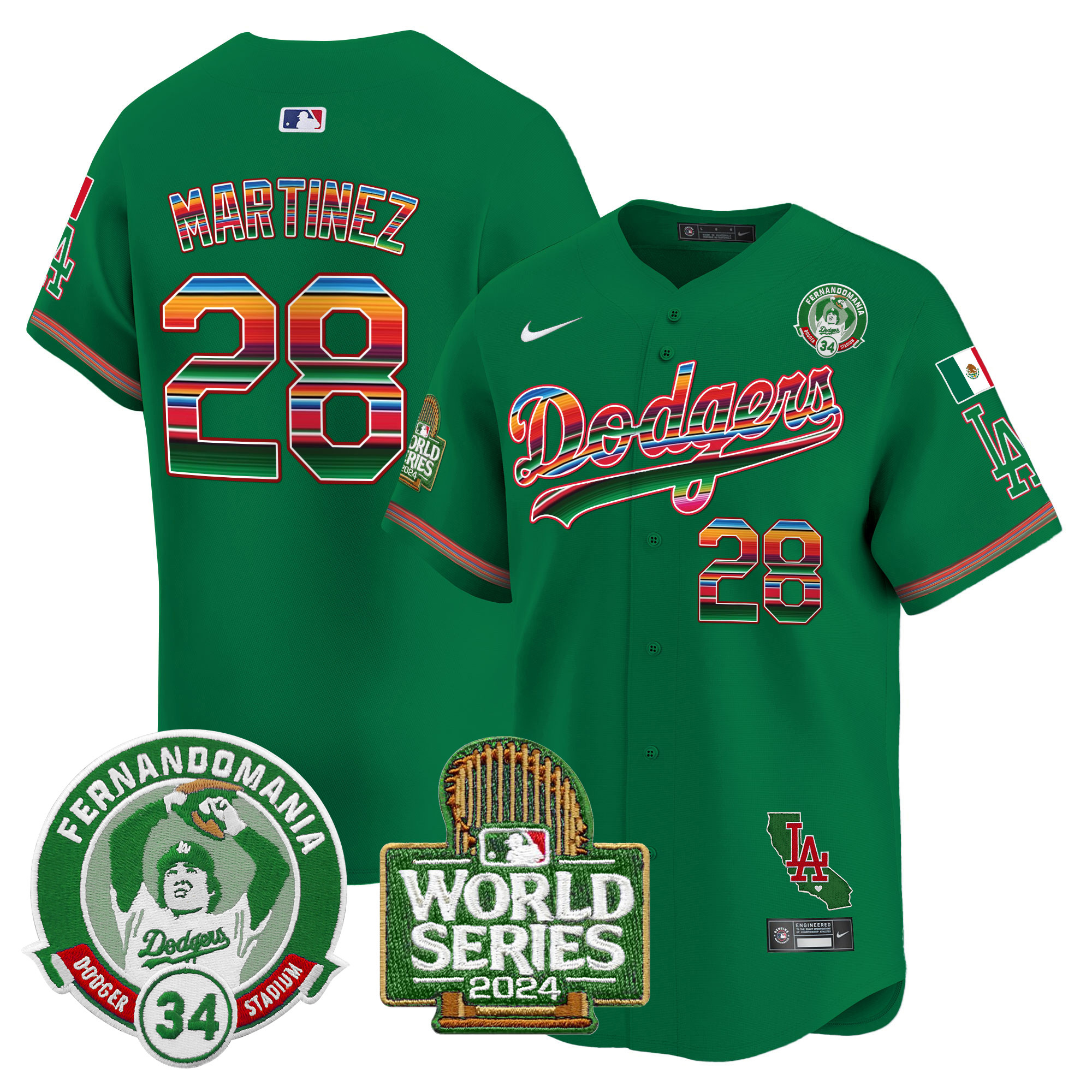 Men's Dodgers Mexico Fernando Valenzuela & 2024 World Series Patch Vapor Premier Limited Jersey - All Stitched - Image 43