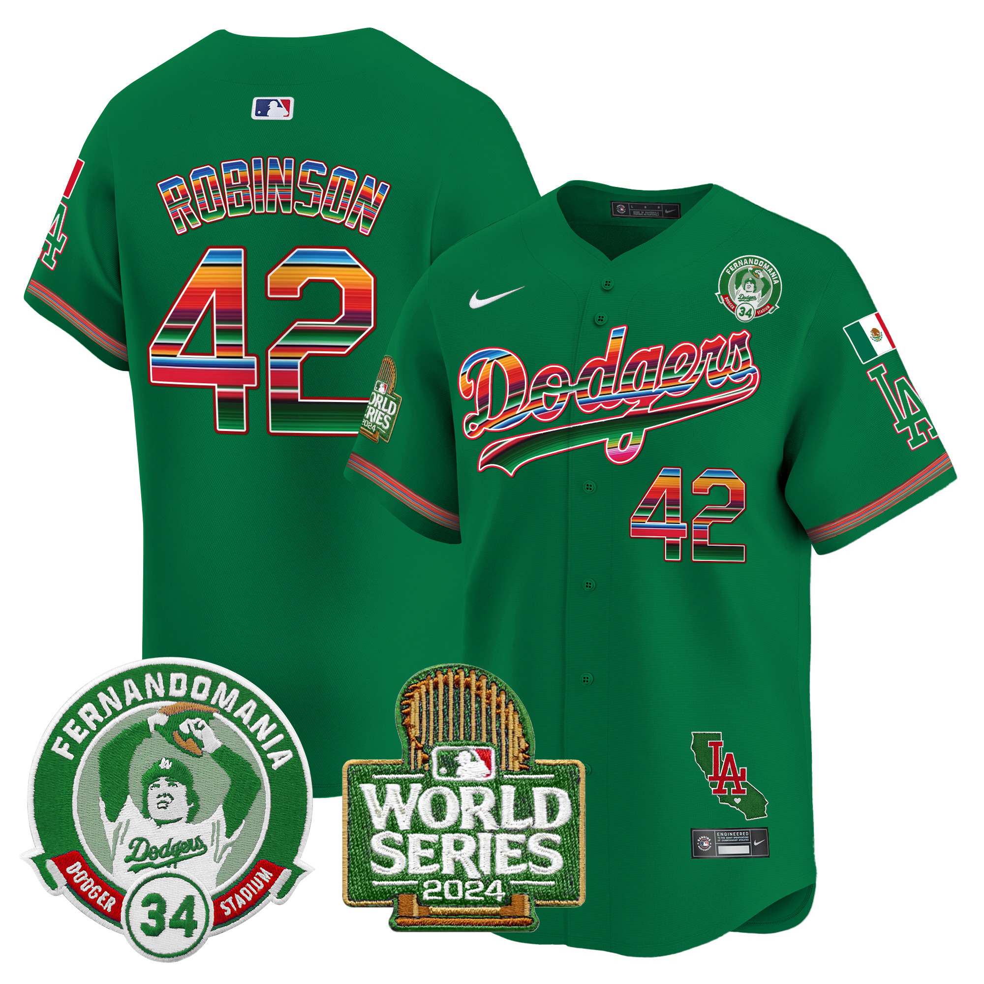 Men's Dodgers Mexico Fernando Valenzuela & 2024 World Series Patch Vapor Premier Limited Jersey - All Stitched - Image 39