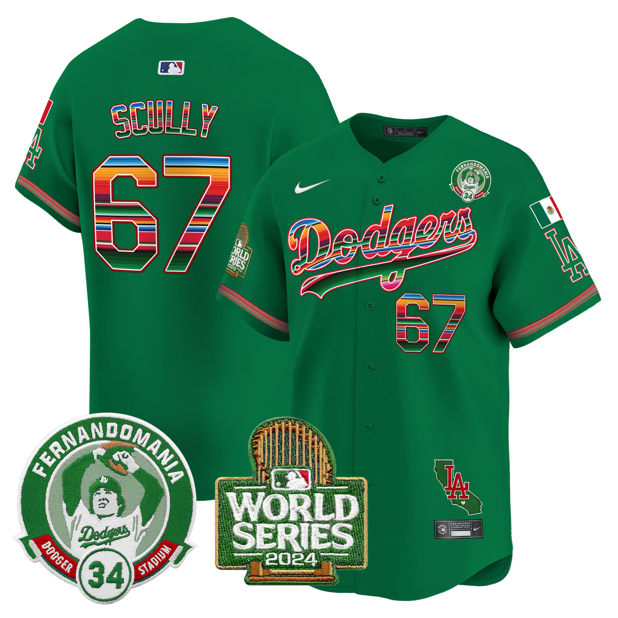 Men's Dodgers Mexico Fernando Valenzuela & 2024 World Series Patch Vapor Premier Limited Jersey - All Stitched - Image 42