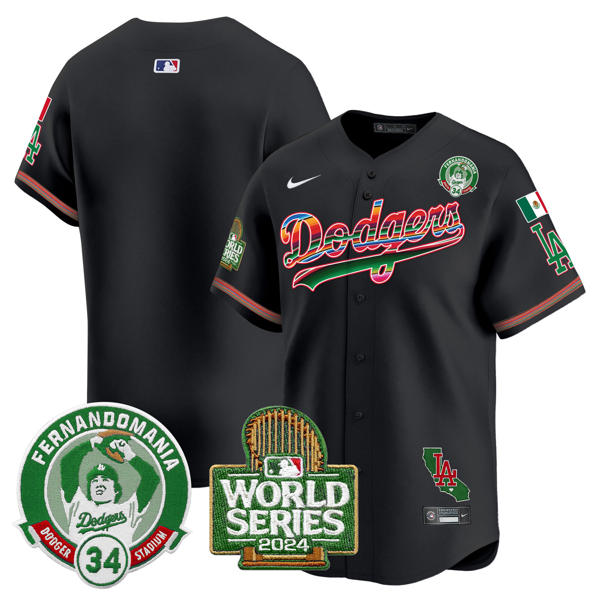Men's Dodgers Mexico Fernando Valenzuela & 2024 World Series Patch Vapor Premier Limited Jersey - All Stitched - Image 27