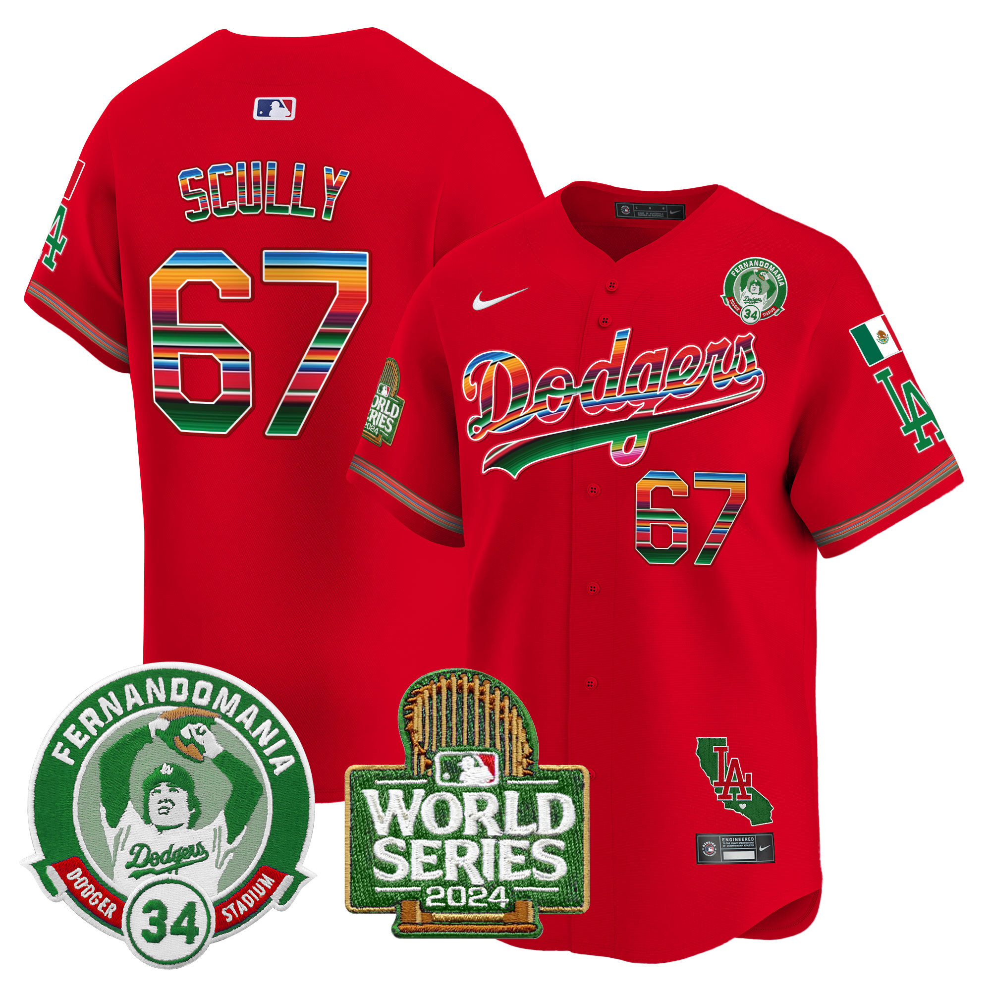 Men's Dodgers Mexico Fernando Valenzuela & 2024 World Series Patch Vapor Premier Limited Jersey - All Stitched - Image 51