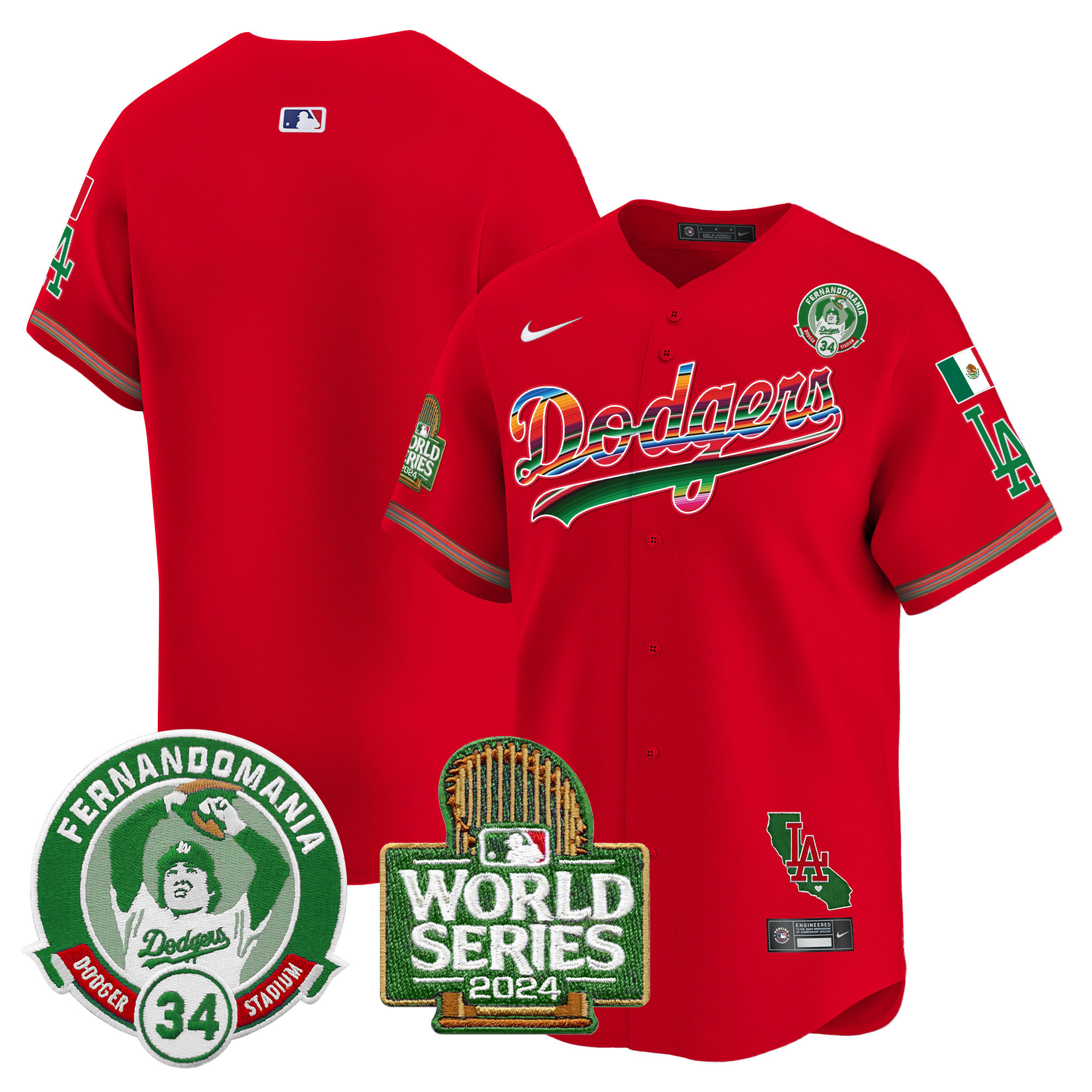 Men's Dodgers Mexico Fernando Valenzuela & 2024 World Series Patch Vapor Premier Limited Jersey - All Stitched - Image 54
