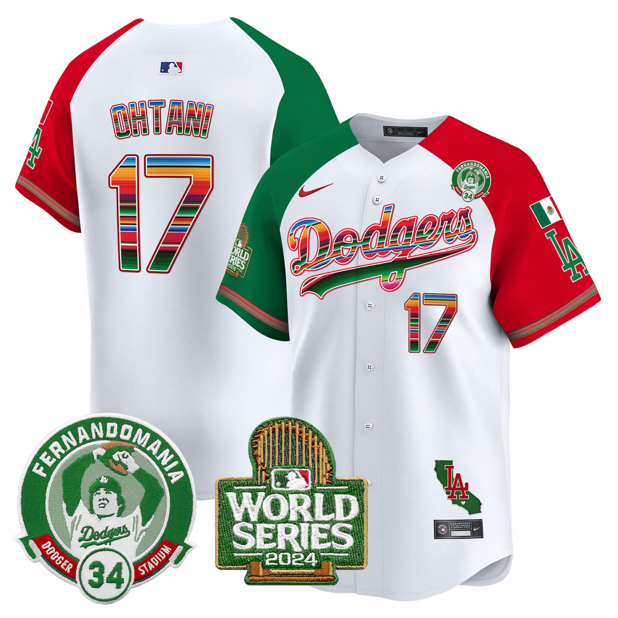 Men's Dodgers Mexico Fernando Valenzuela & 2024 World Series Patch Vapor Premier Limited Jersey - All Stitched - Image 29