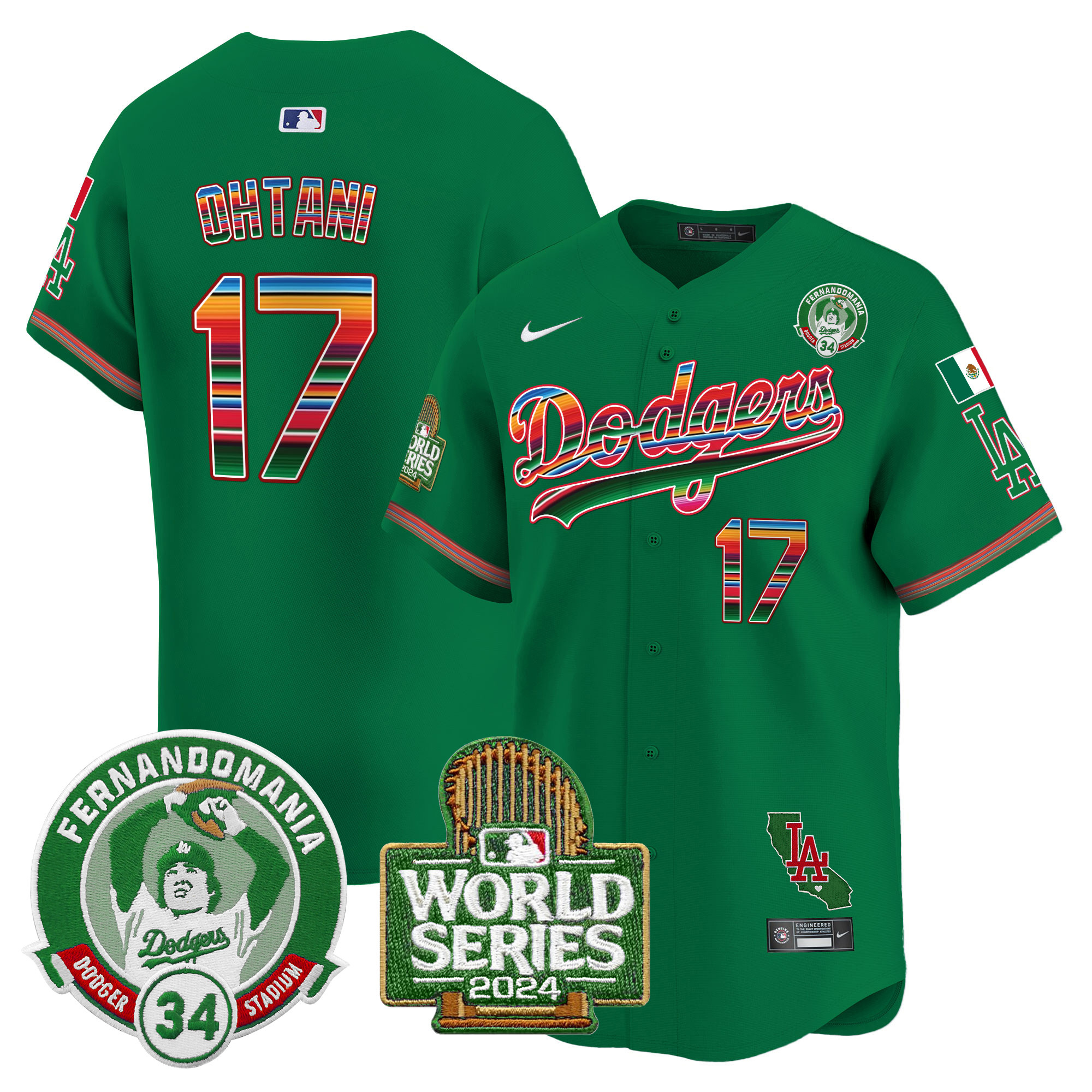 Men's Dodgers Mexico Fernando Valenzuela & 2024 World Series Patch Vapor Premier Limited Jersey - All Stitched - Image 38