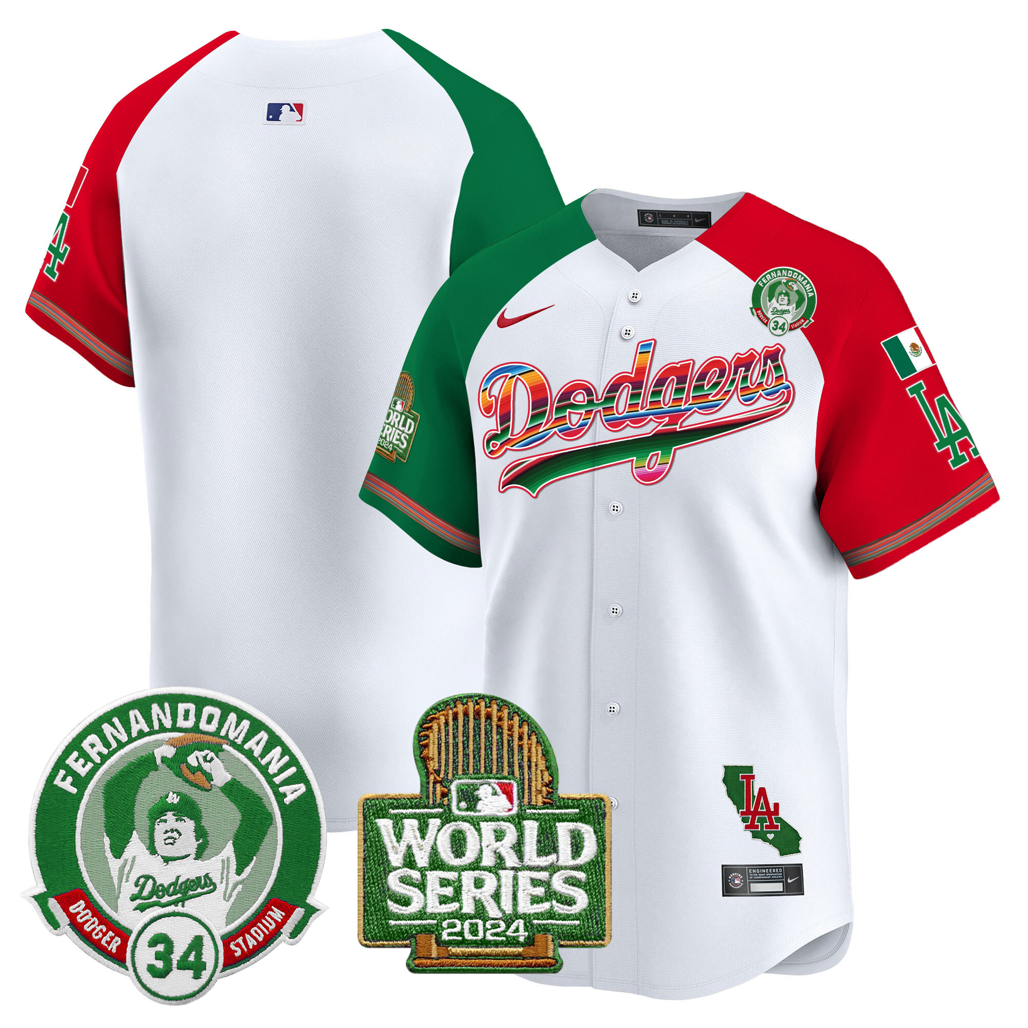 Men's Dodgers Mexico Fernando Valenzuela & 2024 World Series Patch Vapor Premier Limited Jersey - All Stitched - Image 36