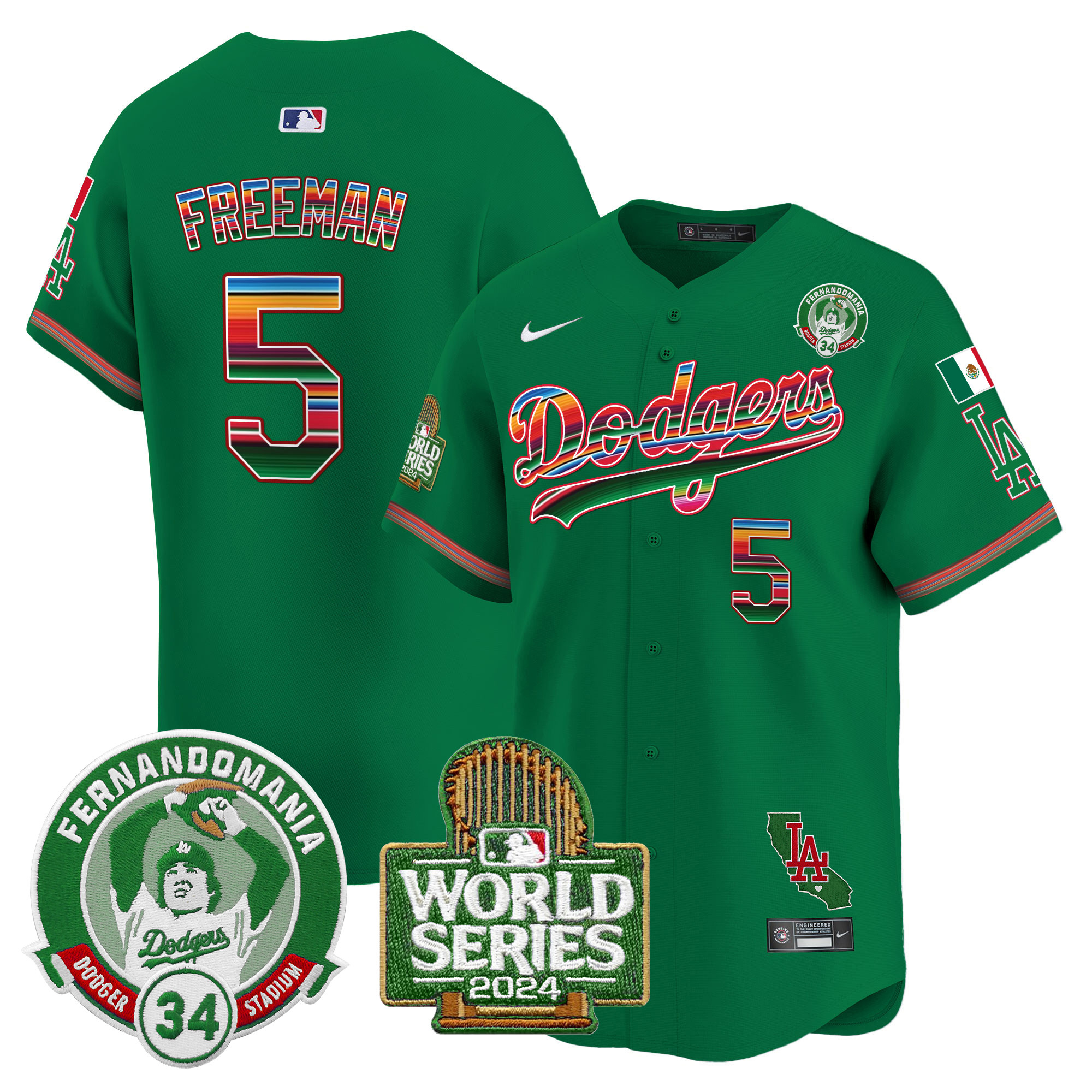 Men's Dodgers Mexico Fernando Valenzuela & 2024 World Series Patch Vapor Premier Limited Jersey - All Stitched - Image 41