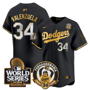 Men's Dodgers Fernando Valenzuela & 2024 World Series Patch Vapor Premier Limited Jersey - All Stitched
