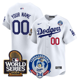 Dodgers Fernando Valenzuela & 2024 World Series Patch Vapor Premier Limited Custom Jersey V3 - All Stitched