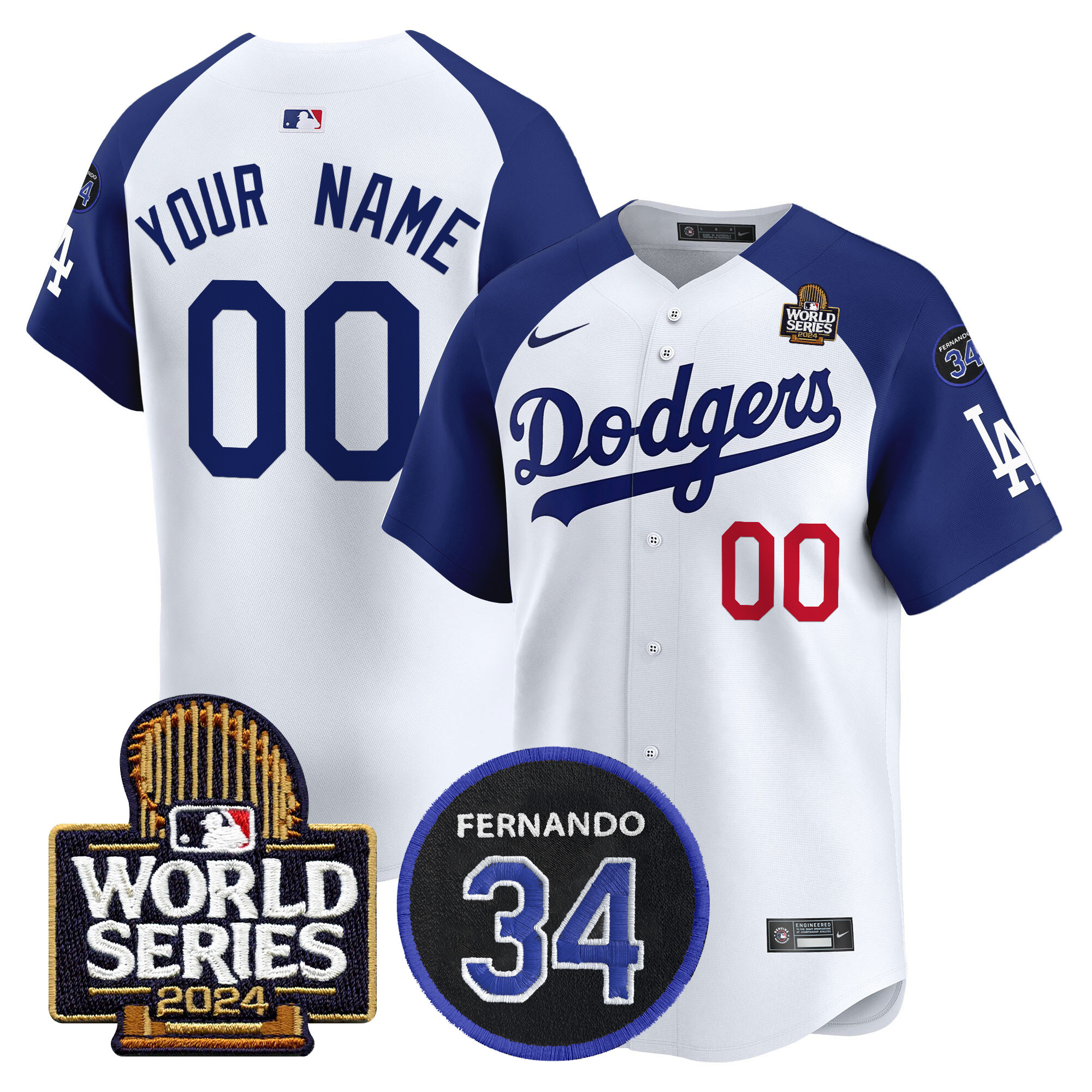 Dodgers Fernando Memorial & 2024 World Series Patch Vapor Premier Limited Custom Jersey V2 - All Stitched - Image 3