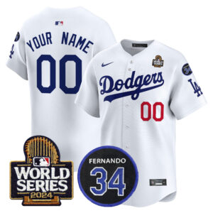 Dodgers Fernando Memorial & 2024 World Series Patch Vapor Premier Limited Custom Jersey V2 - All Stitched
