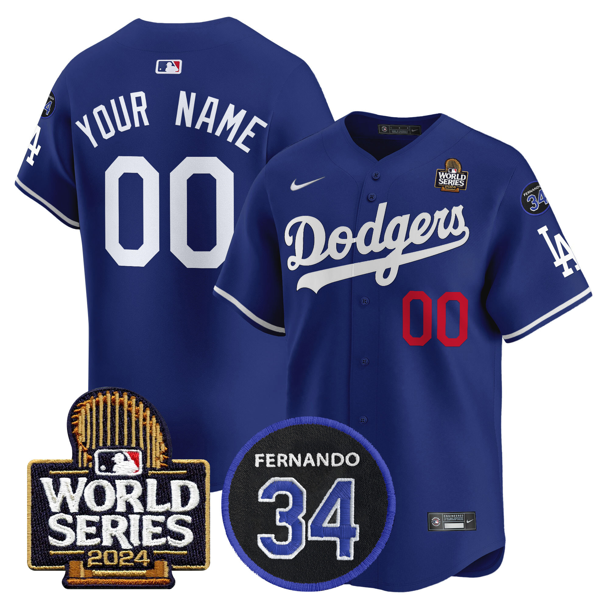 Dodgers Fernando Memorial & 2024 World Series Patch Vapor Premier Limited Custom Jersey V2 - All Stitched - Image 2
