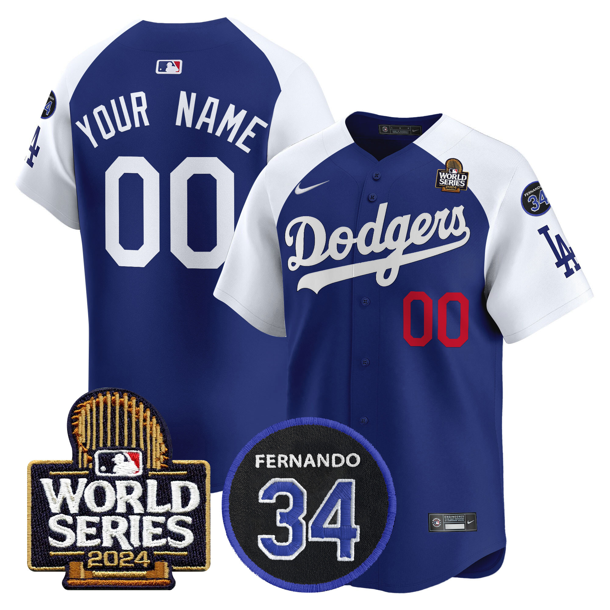 Dodgers Fernando Memorial & 2024 World Series Patch Vapor Premier Limited Custom Jersey V2 - All Stitched - Image 4