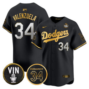 Men's Dodgers 2024 World Series Gold Trim Vapor Premier Limited Jersey V3 - All Stitched