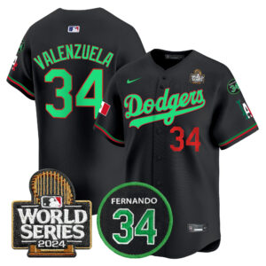 Men's Dodgers Mexico Fernando Memorial & 2024 World Series Patch Vapor Premier Limited Jersey V3 - All Stitched