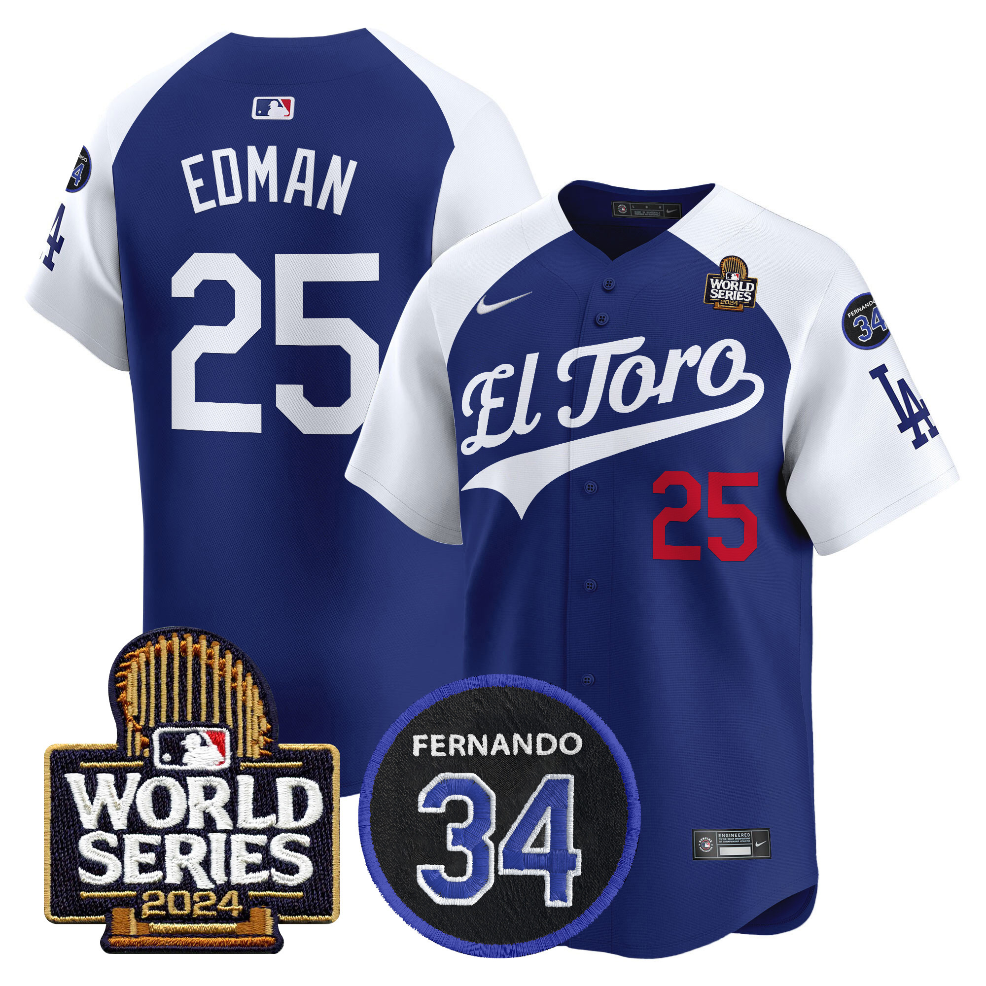 Men's Dodgers El Toro 2024 World Series Patch Vapor Premier Limited Jersey - All Stitched - Image 39