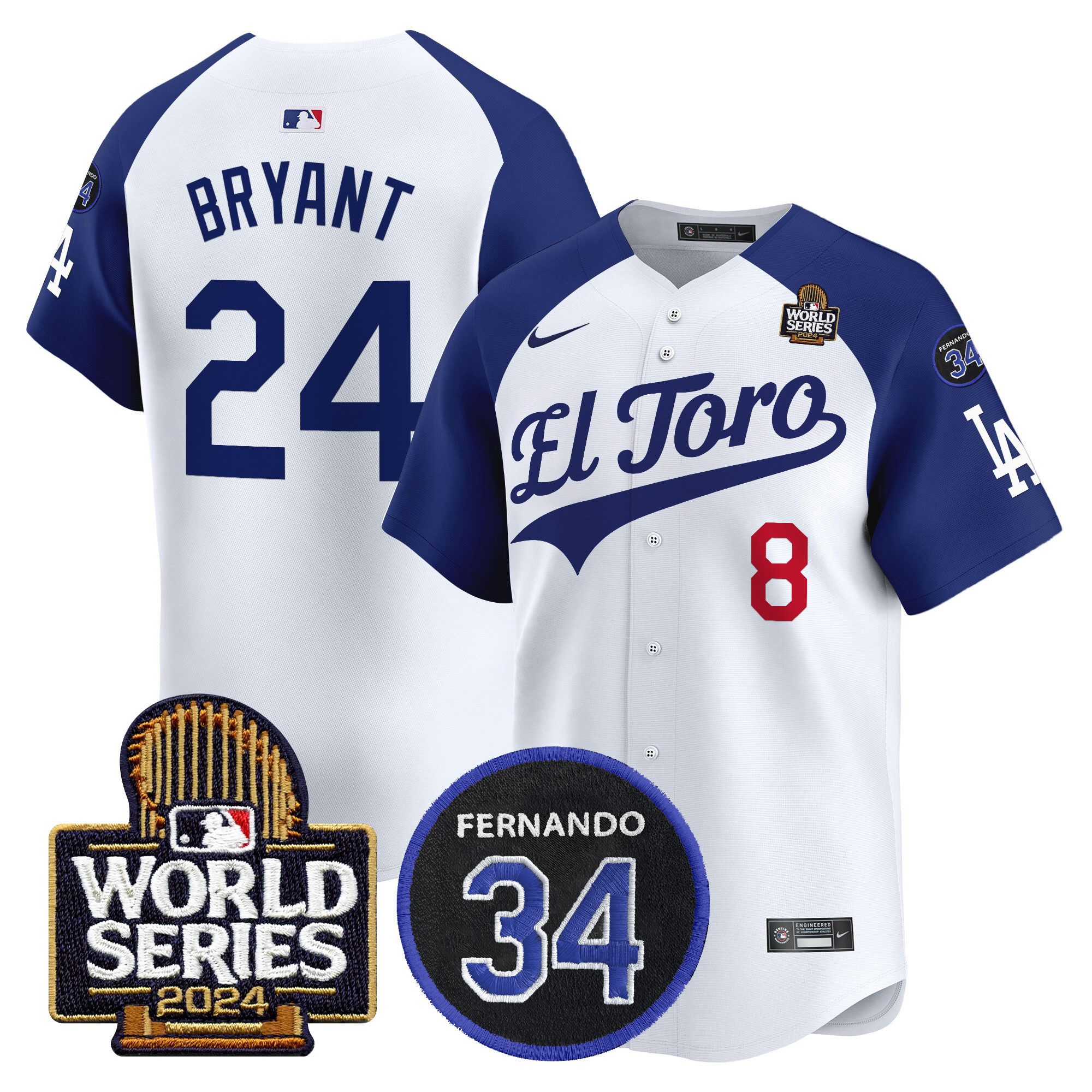 Men's Dodgers El Toro 2024 World Series Patch Vapor Premier Limited Jersey - All Stitched - Image 25