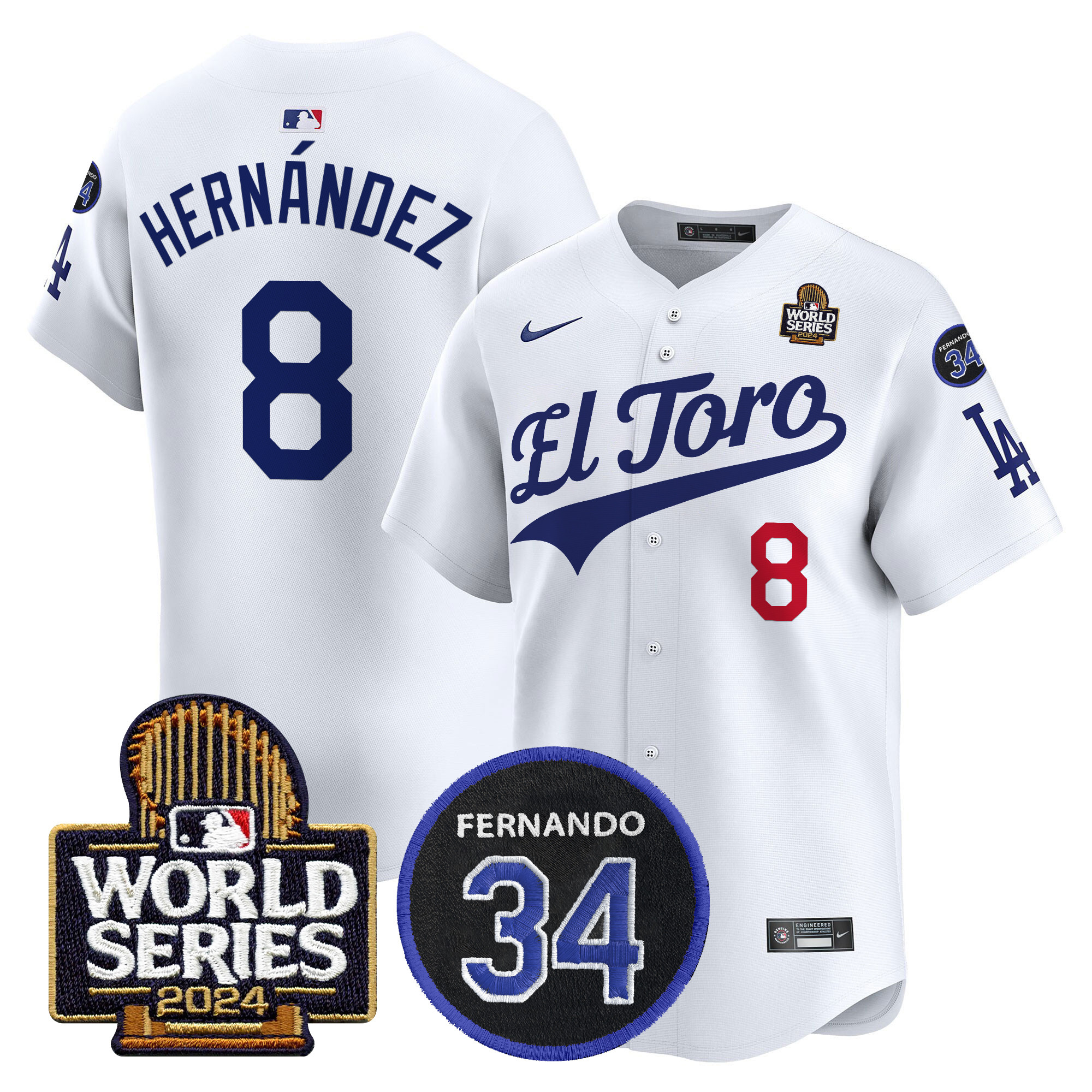 Men's Dodgers El Toro 2024 World Series Patch Vapor Premier Limited Jersey - All Stitched - Image 7