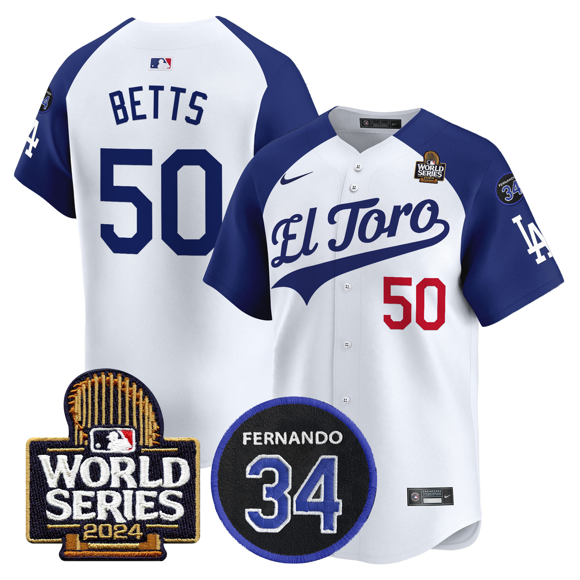 Men's Dodgers El Toro 2024 World Series Patch Vapor Premier Limited Jersey - All Stitched - Image 24