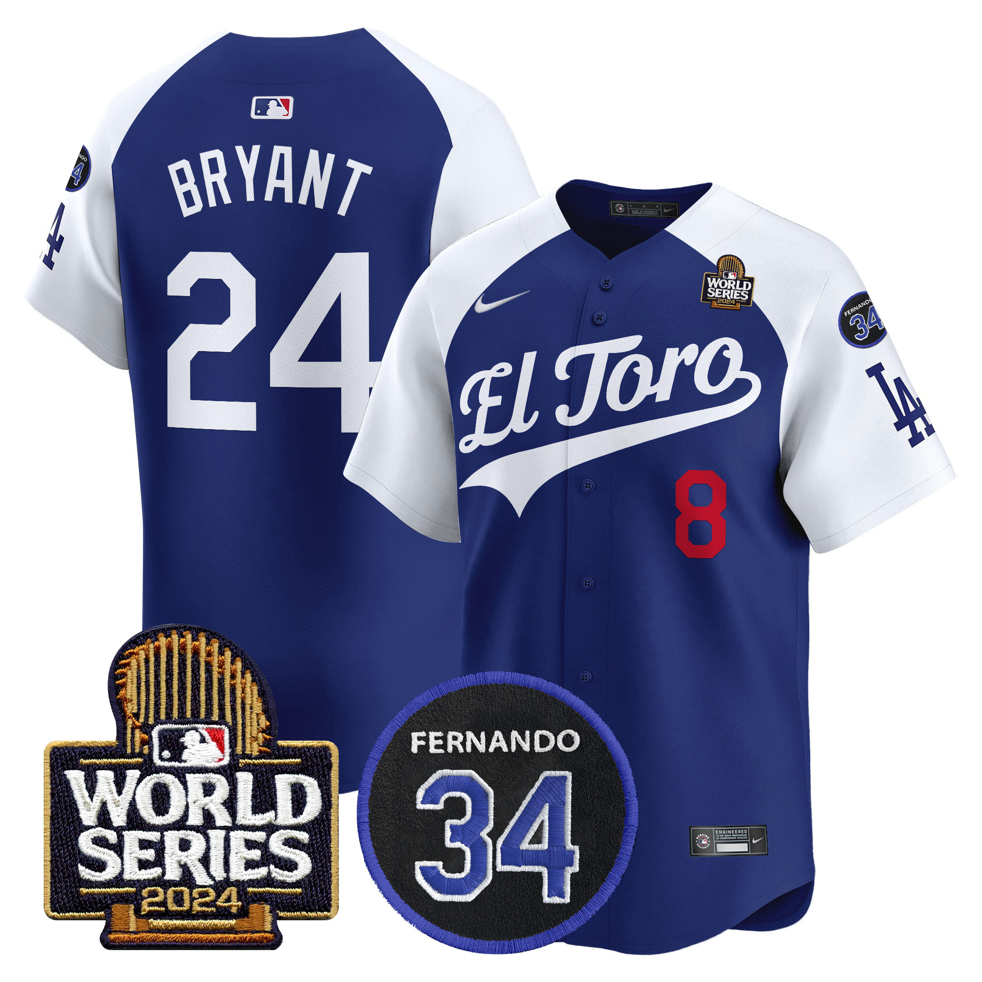 Men's Dodgers El Toro 2024 World Series Patch Vapor Premier Limited Jersey - All Stitched - Image 35