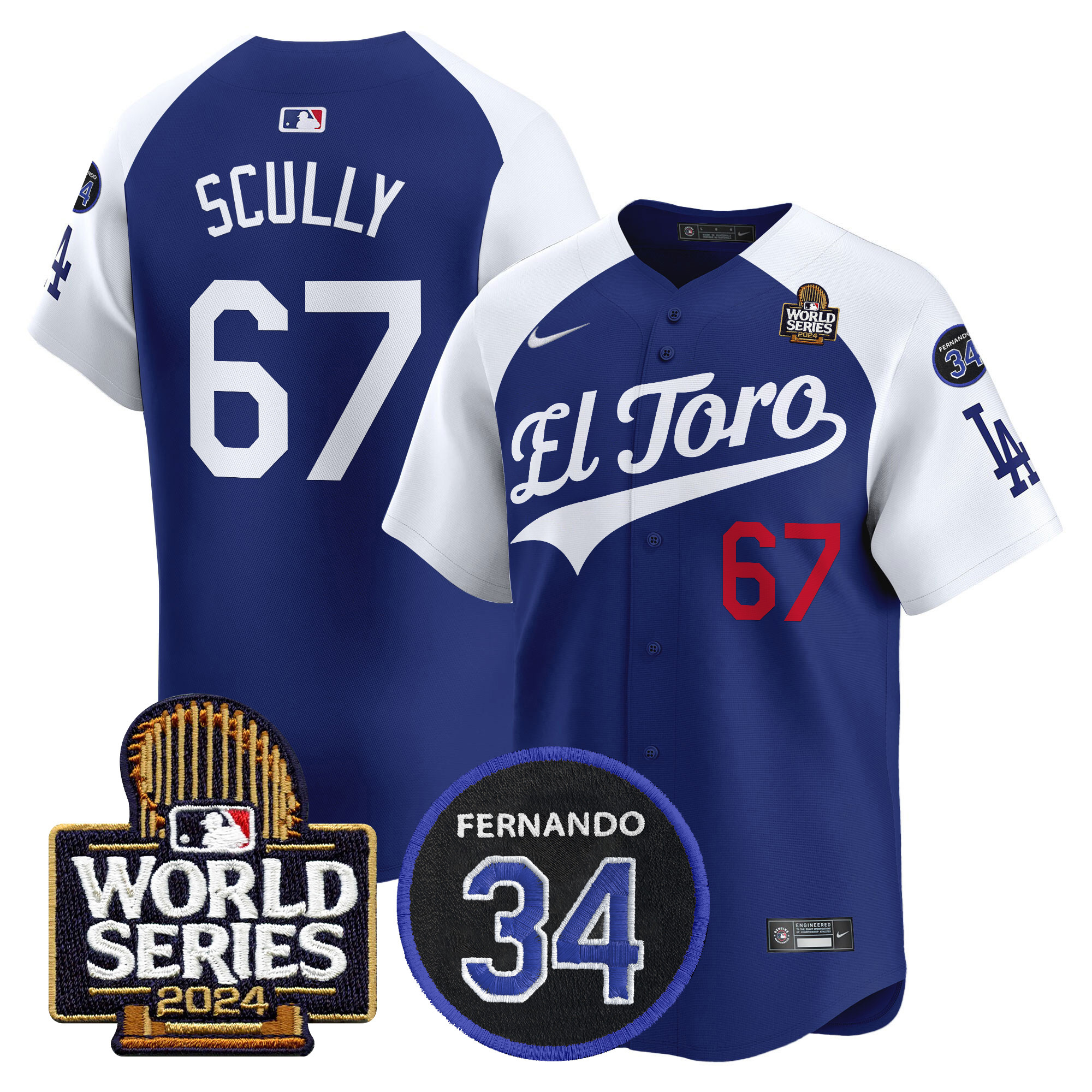 Men's Dodgers El Toro 2024 World Series Patch Vapor Premier Limited Jersey - All Stitched - Image 36