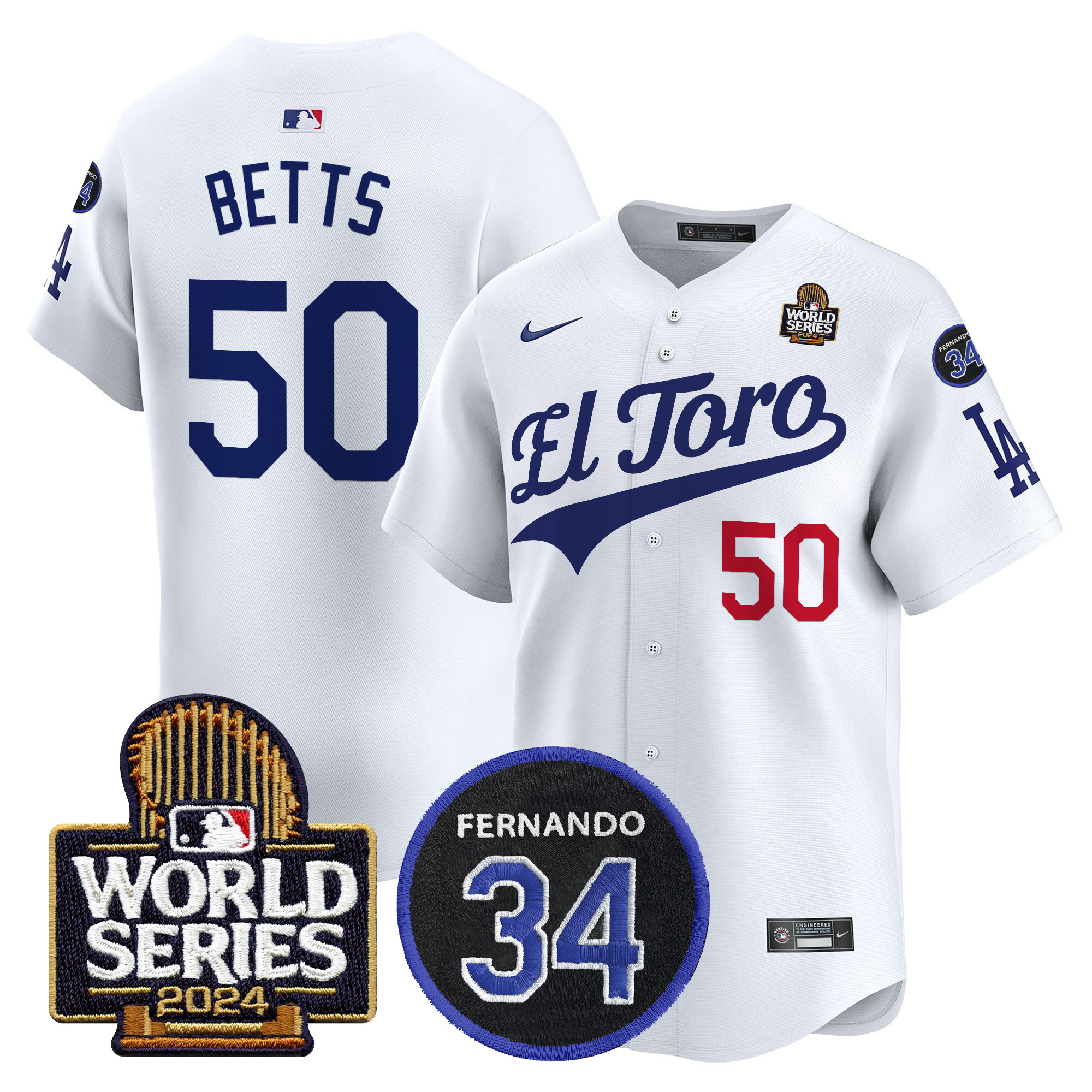 Men's Dodgers El Toro 2024 World Series Patch Vapor Premier Limited Jersey - All Stitched - Image 4