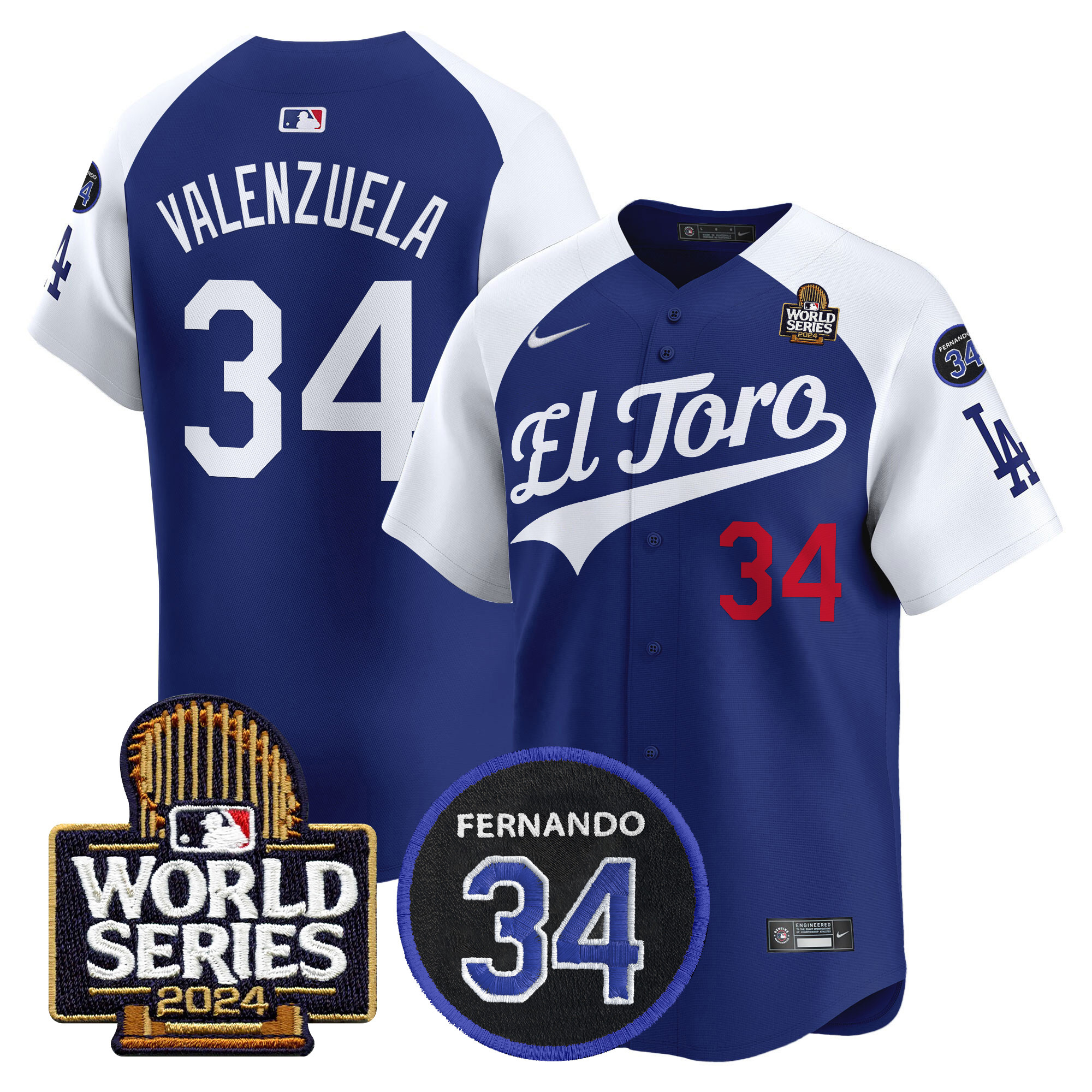 Men's Dodgers El Toro 2024 World Series Patch Vapor Premier Limited Jersey - All Stitched - Image 31