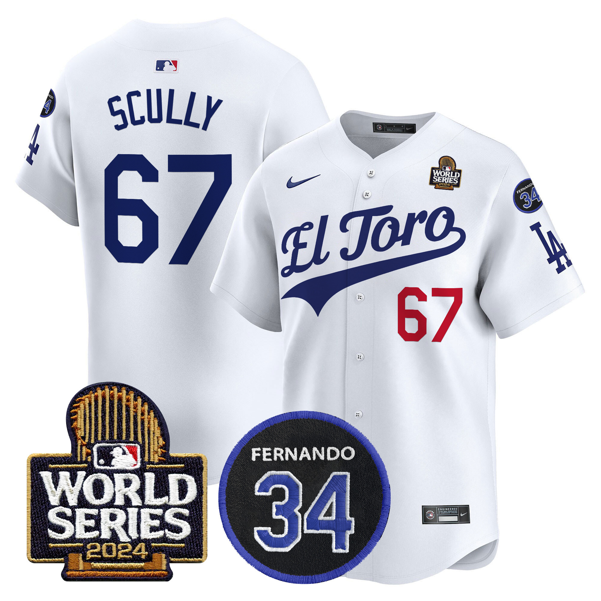 Men's Dodgers El Toro 2024 World Series Patch Vapor Premier Limited Jersey - All Stitched - Image 6