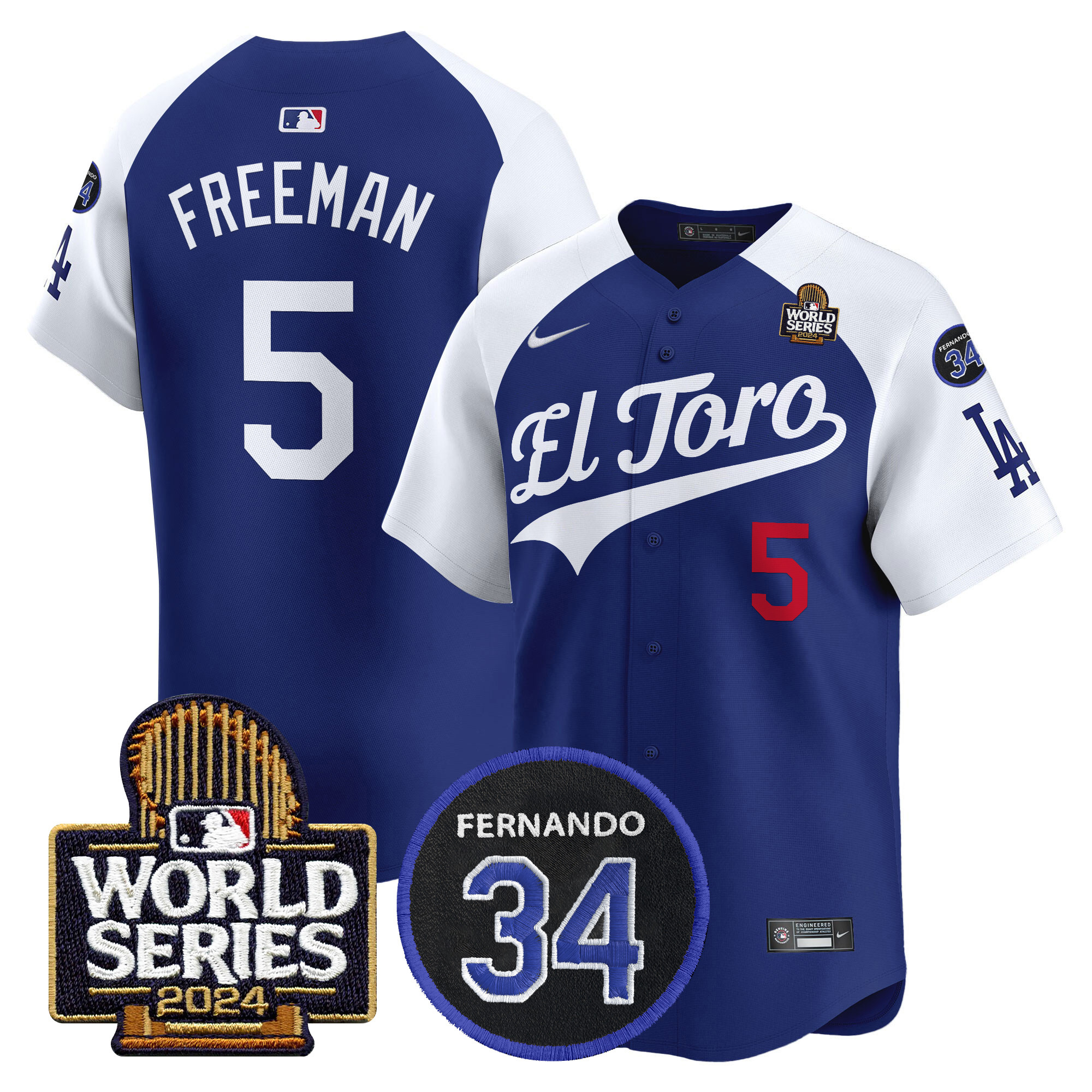 Men's Dodgers El Toro 2024 World Series Patch Vapor Premier Limited Jersey - All Stitched - Image 33