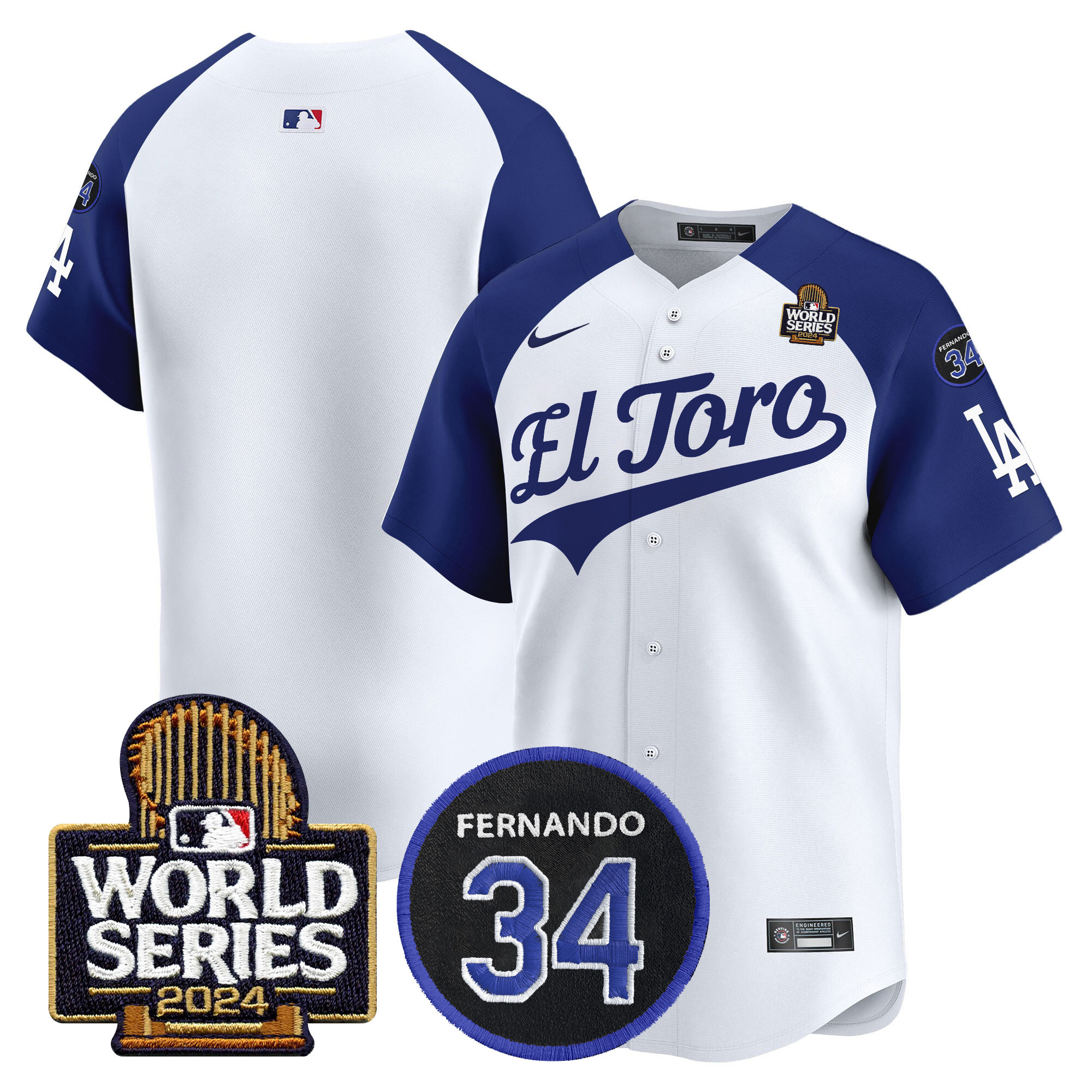 Men's Dodgers El Toro 2024 World Series Patch Vapor Premier Limited Jersey - All Stitched - Image 30