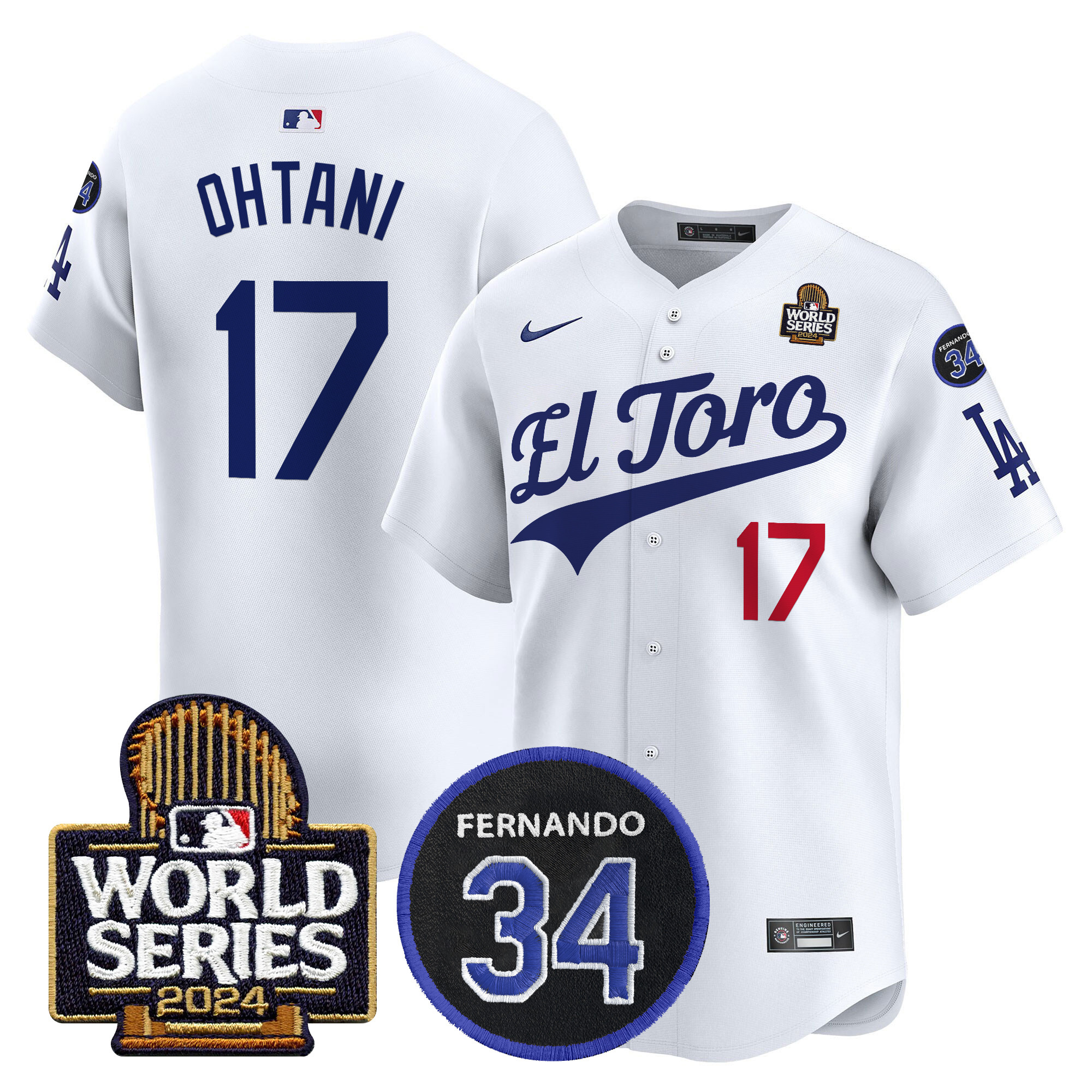Men's Dodgers El Toro 2024 World Series Patch Vapor Premier Limited Jersey - All Stitched - Image 2