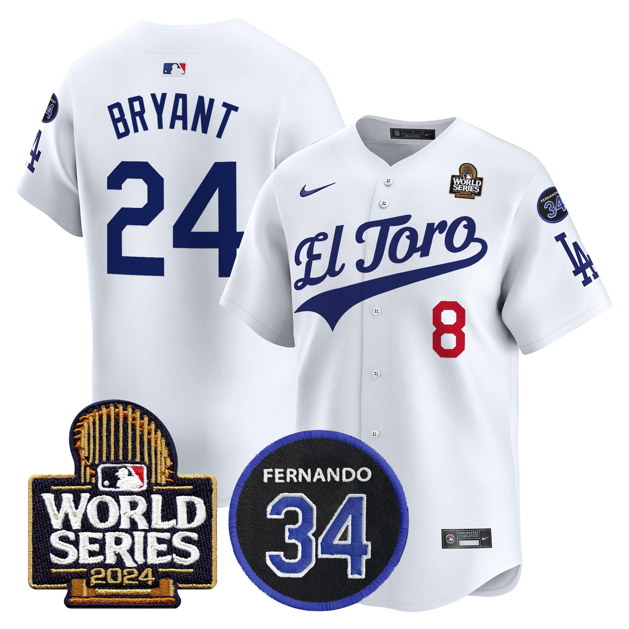 Men's Dodgers El Toro 2024 World Series Patch Vapor Premier Limited Jersey - All Stitched - Image 5