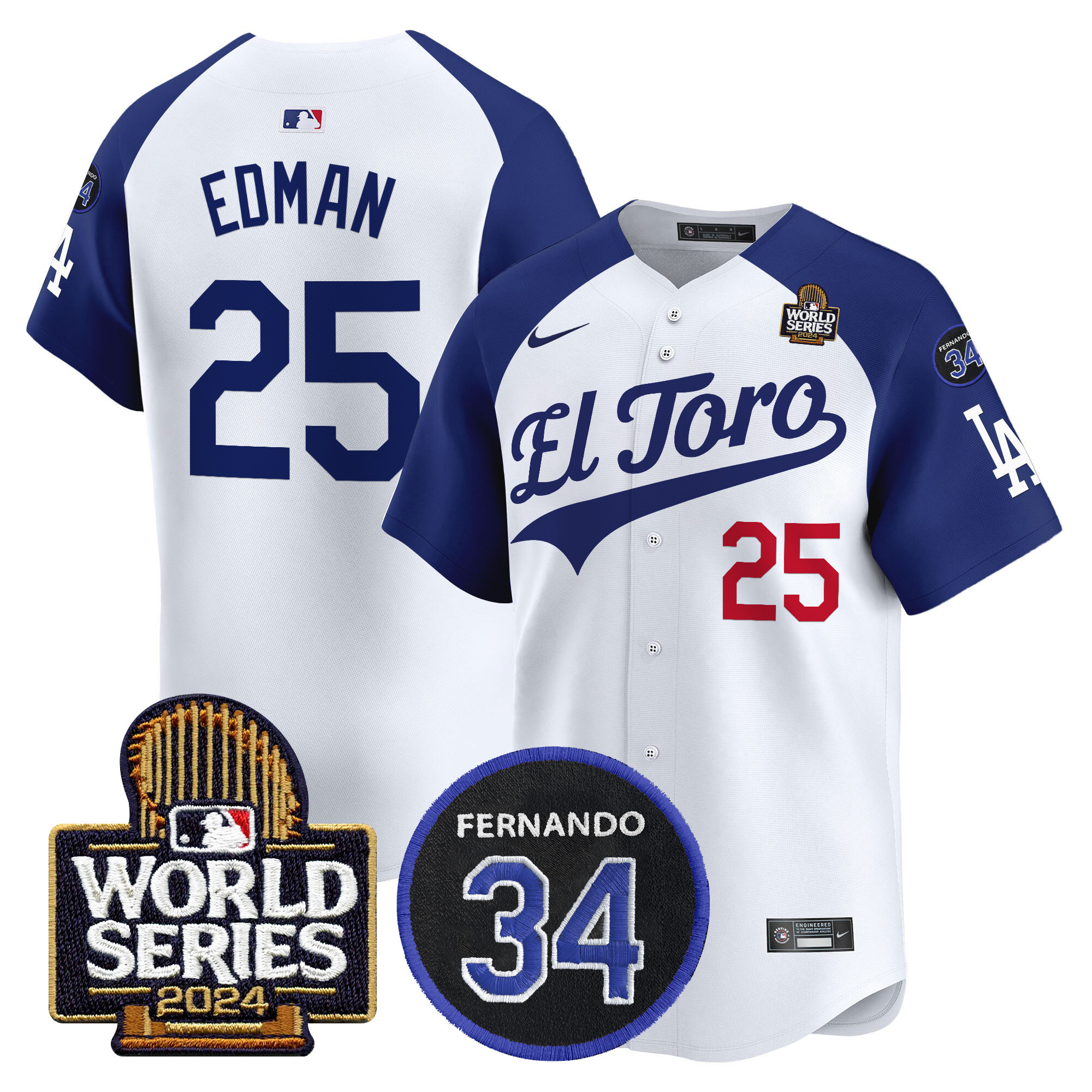 Men's Dodgers El Toro 2024 World Series Patch Vapor Premier Limited Jersey - All Stitched - Image 29