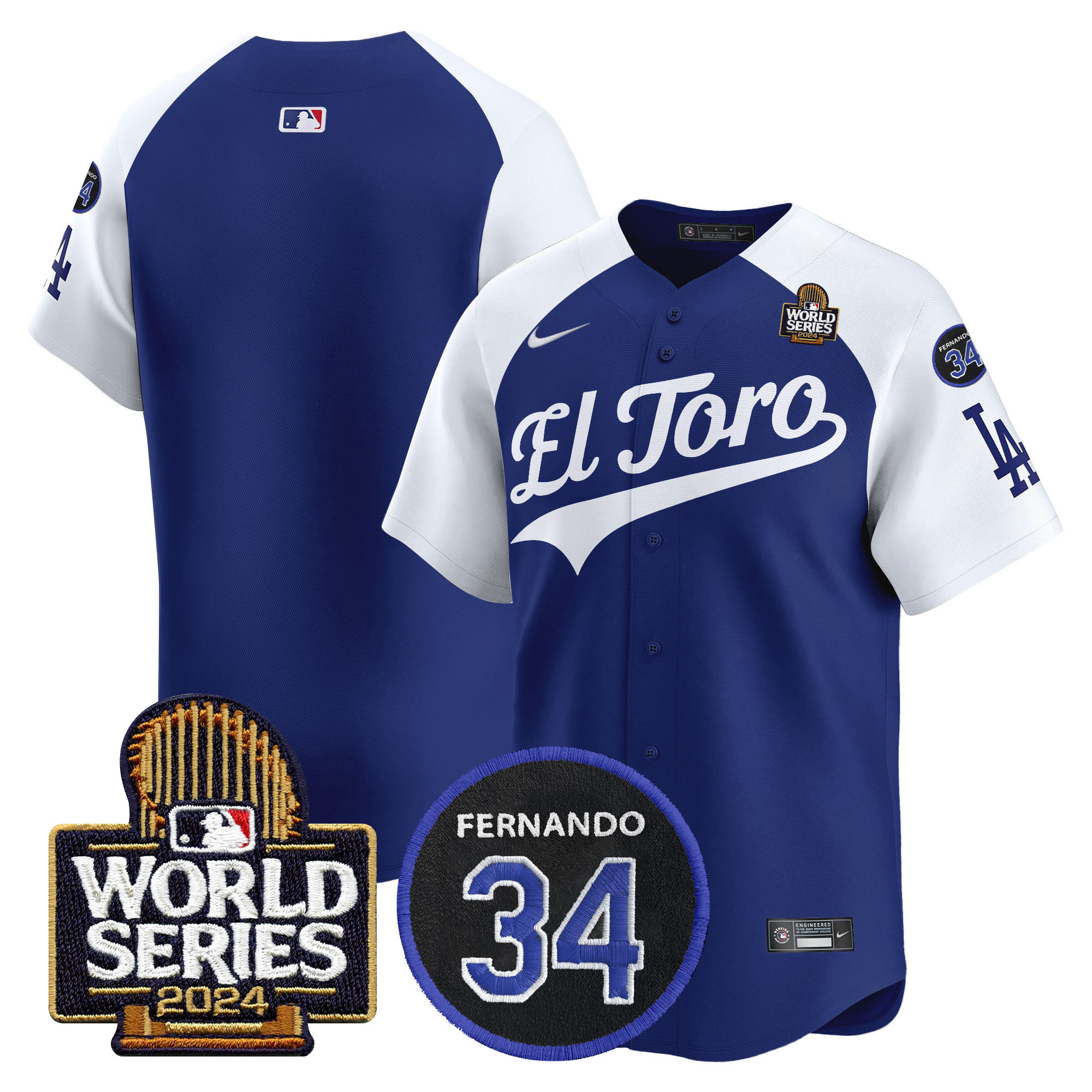 Men's Dodgers El Toro 2024 World Series Patch Vapor Premier Limited Jersey - All Stitched - Image 40