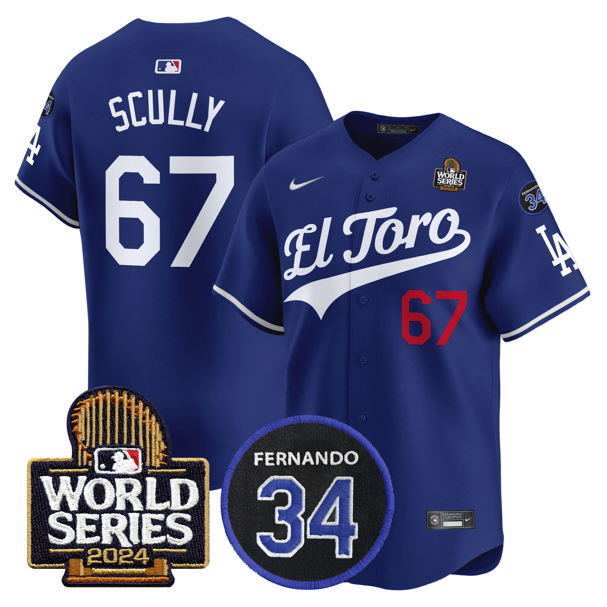 Men's Dodgers El Toro 2024 World Series Patch Vapor Premier Limited Jersey - All Stitched - Image 16