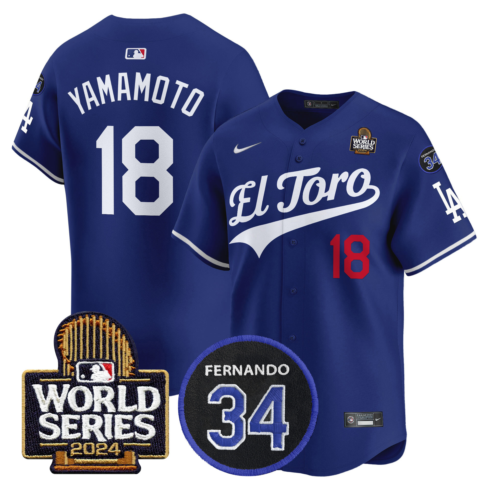 Men's Dodgers El Toro 2024 World Series Patch Vapor Premier Limited Jersey - All Stitched - Image 18