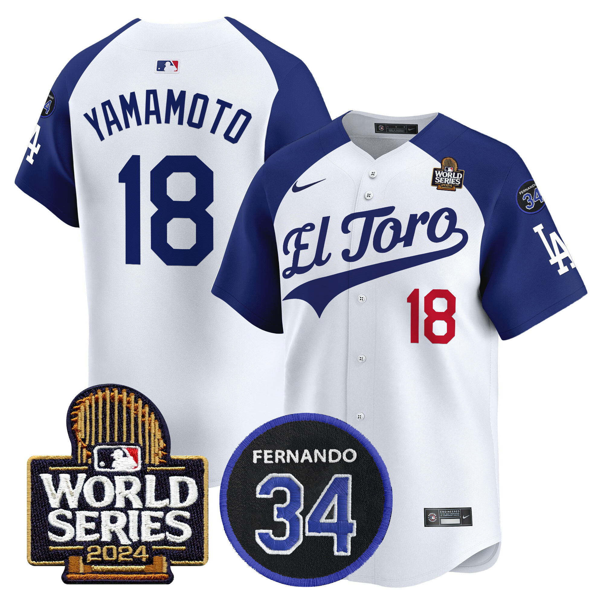 Men's Dodgers El Toro 2024 World Series Patch Vapor Premier Limited Jersey - All Stitched - Image 28