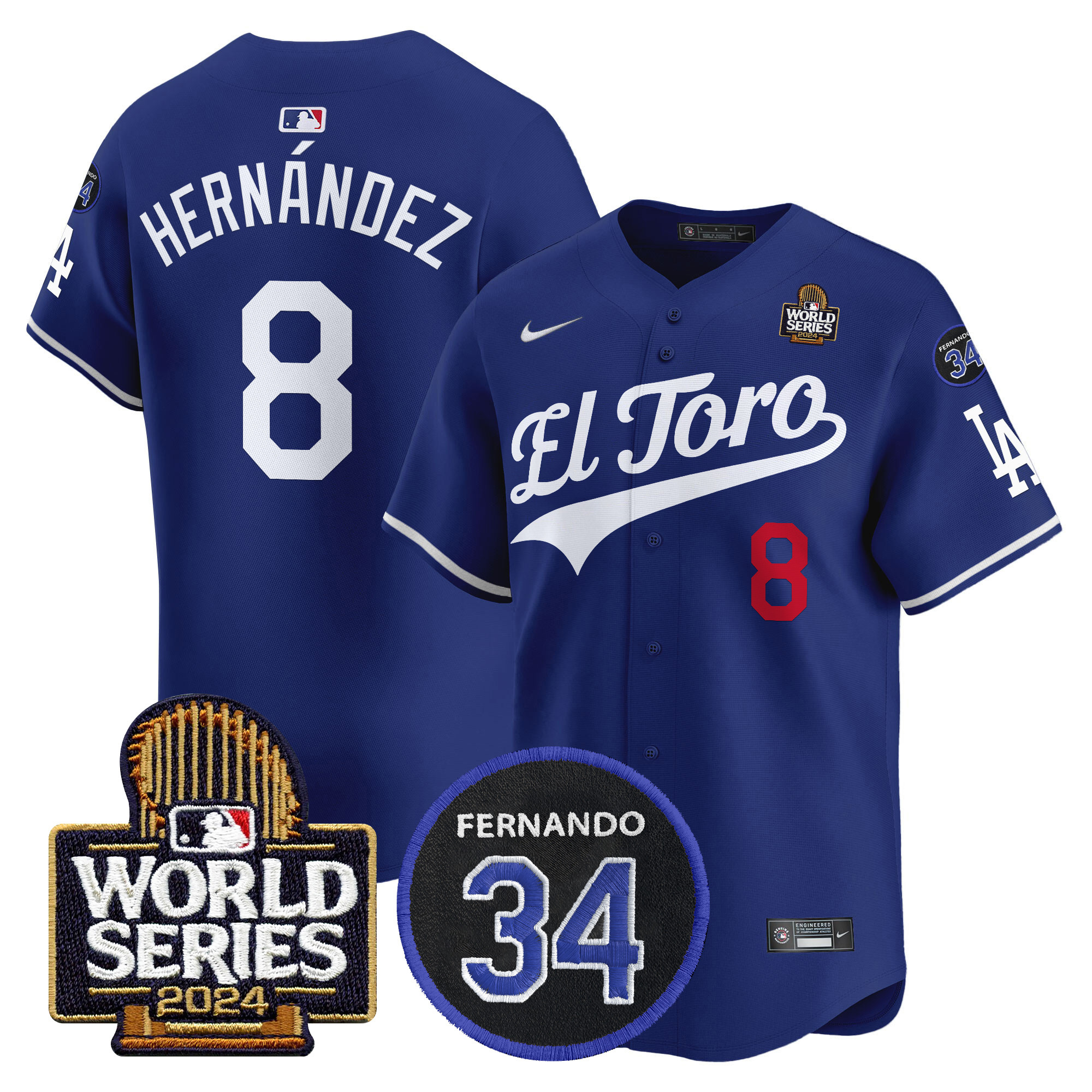 Men's Dodgers El Toro 2024 World Series Patch Vapor Premier Limited Jersey - All Stitched - Image 17