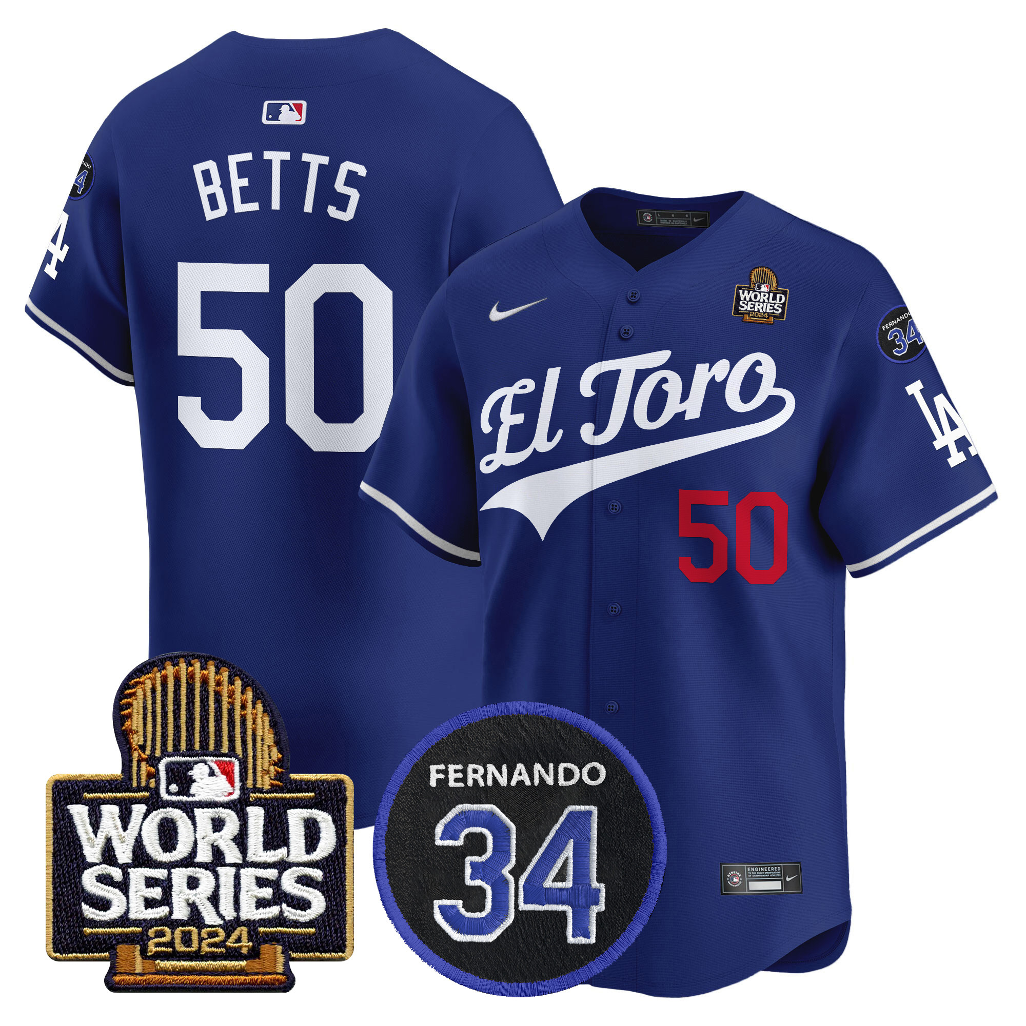 Men's Dodgers El Toro 2024 World Series Patch Vapor Premier Limited Jersey - All Stitched - Image 14