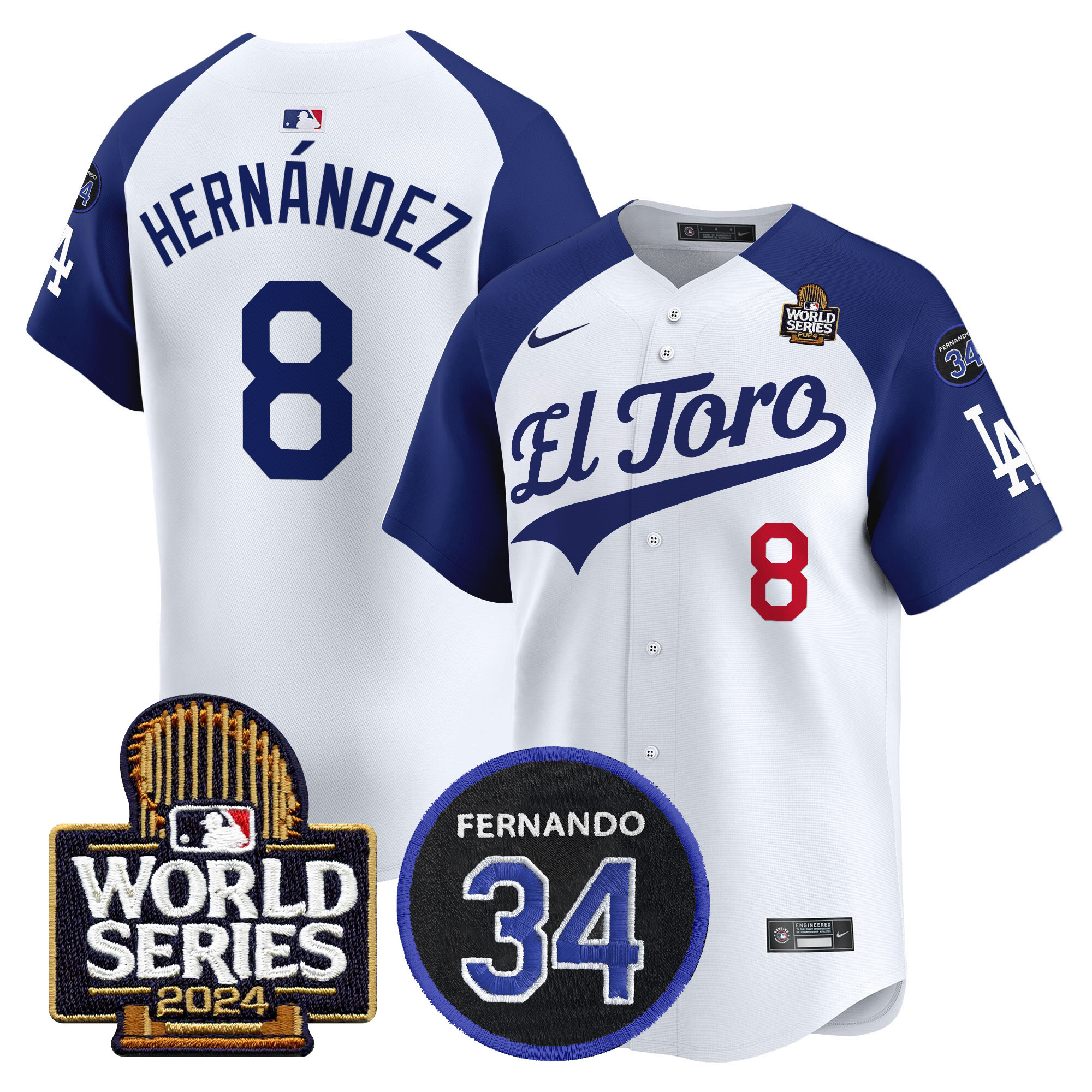 Men's Dodgers El Toro 2024 World Series Patch Vapor Premier Limited Jersey - All Stitched - Image 27