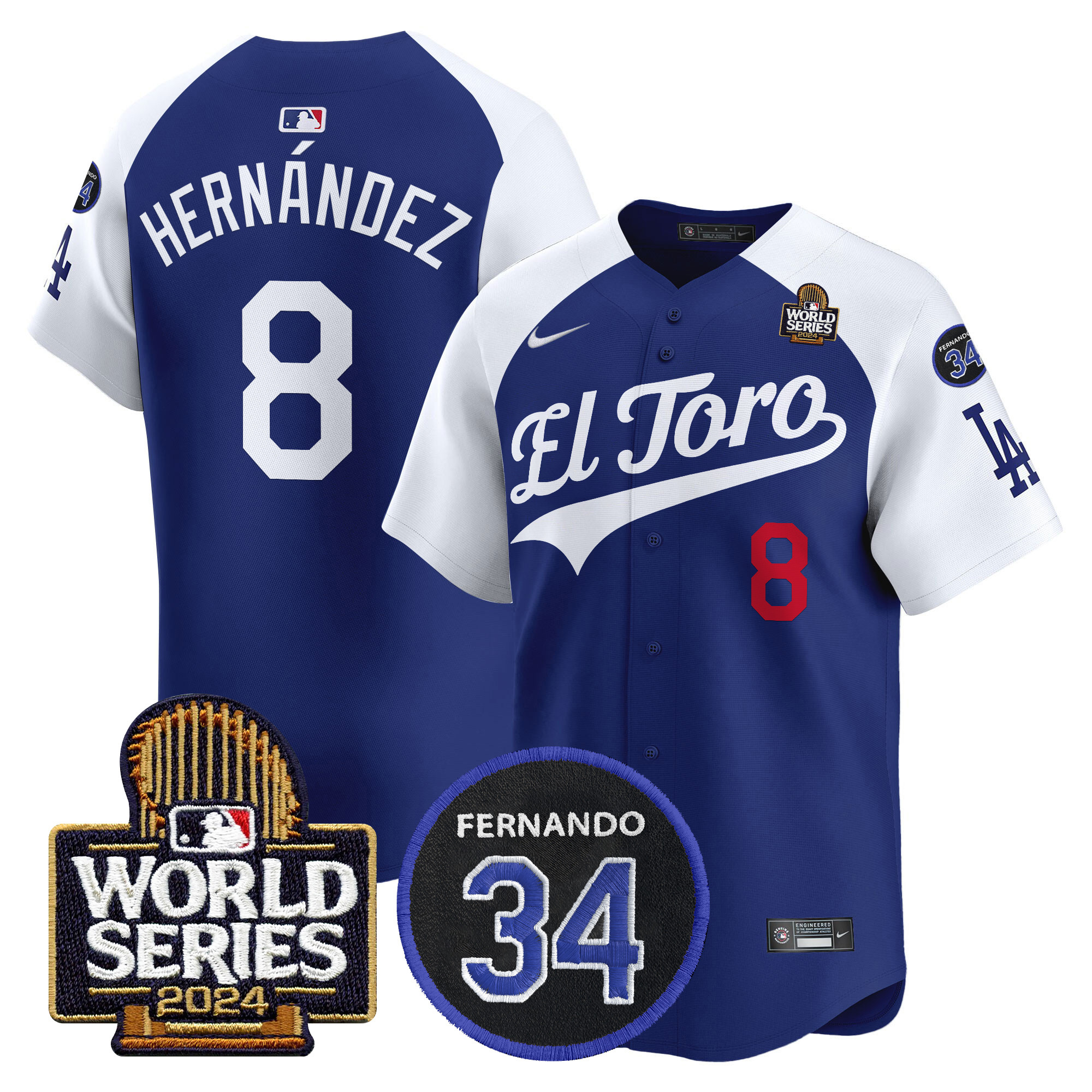 Men's Dodgers El Toro 2024 World Series Patch Vapor Premier Limited Jersey - All Stitched - Image 37